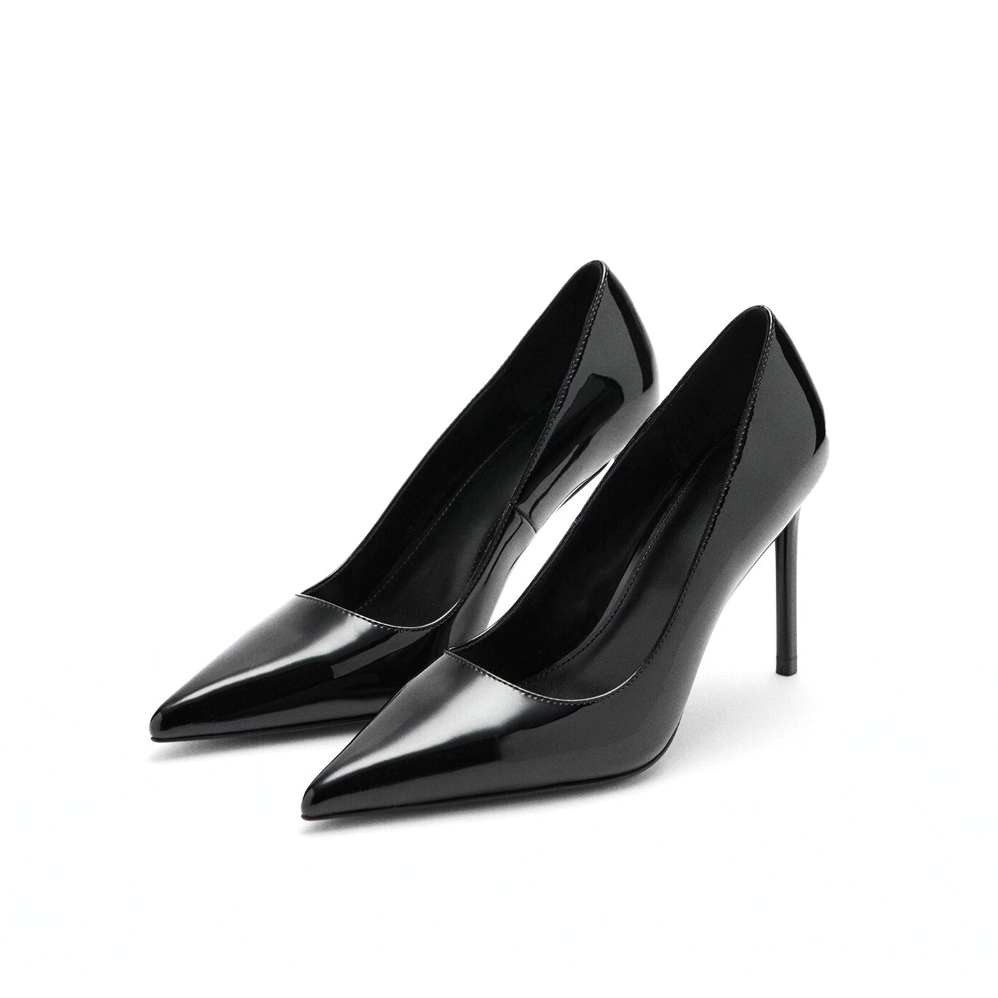Patent Black Pointed-Toe Stiletto No closure High Heels