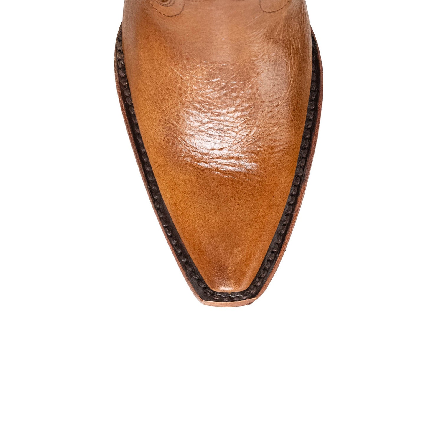 Distressed Light Brown Snip-Toe Embroidery Half-Zip Knee High Cowgirl Boots