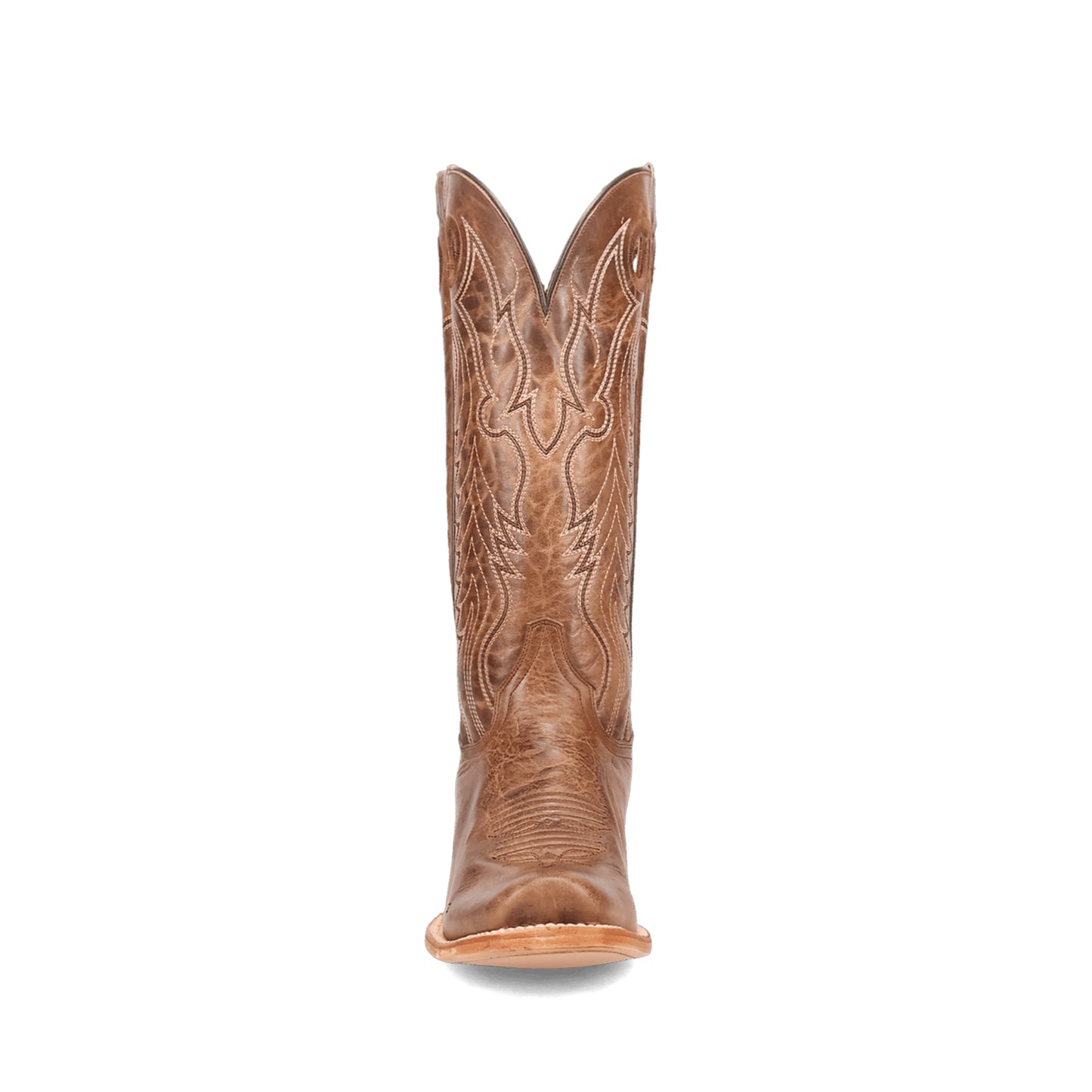 Camel Square-Toe Embroidery Cutout Mid Calf Cowgirl Boots