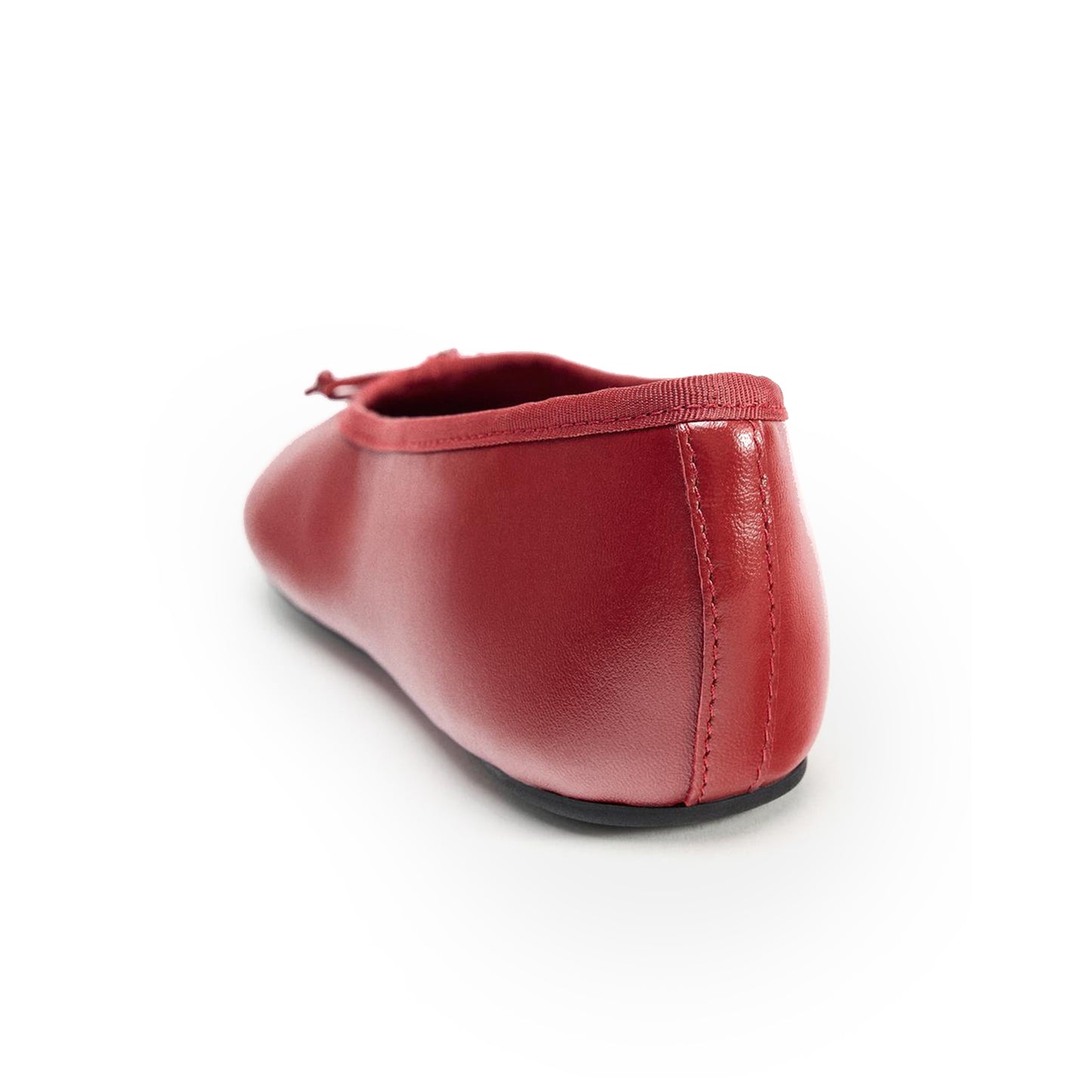 Vibrant Red Round-Toe Front Bow Ballet Flats