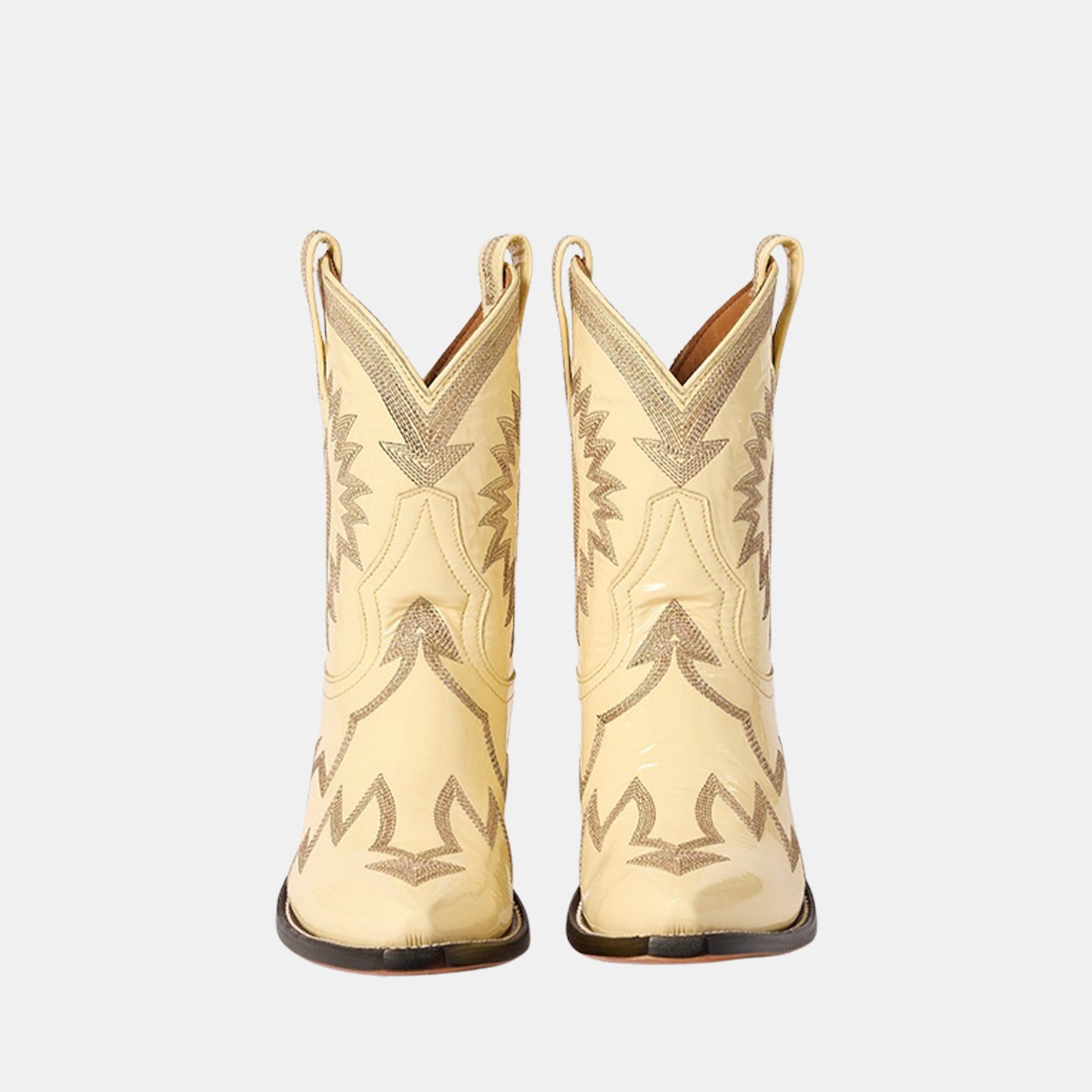 Patent Yellow Snip-Toe Western Embroidery Ankle Cowgirl Boots