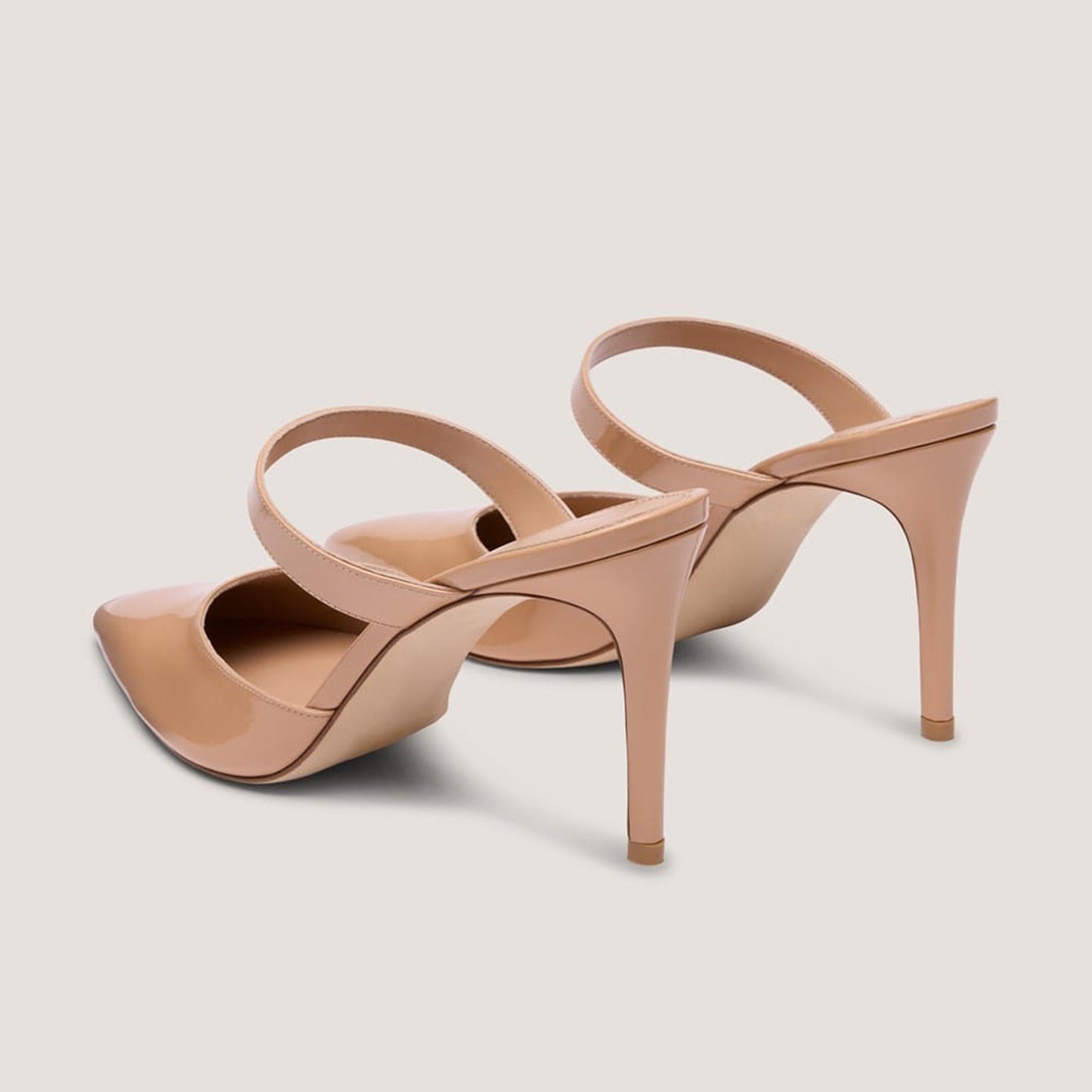 Patent Honey Pointed-Toe Middle Strap Slip-On High Heels