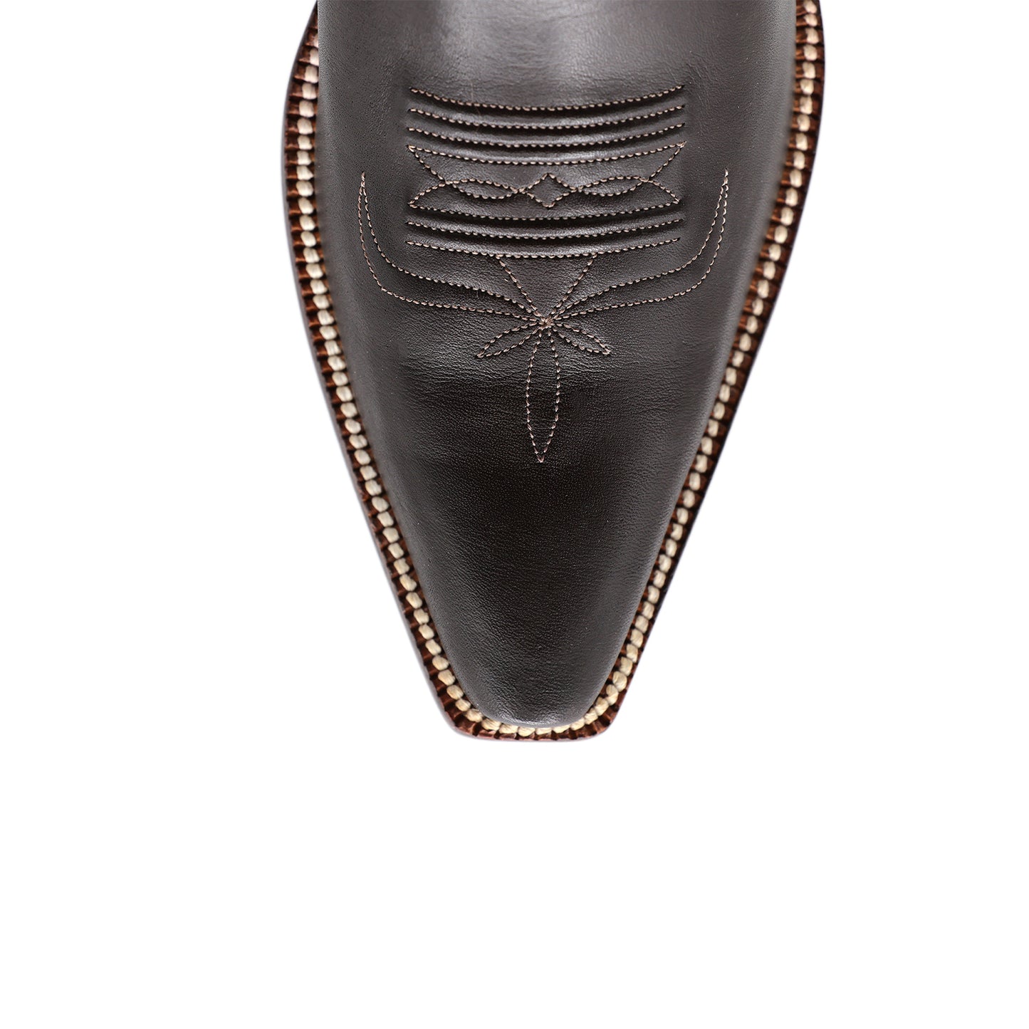 Brown Snip-Toe Curving Embroidery Mid Calf Cowgirl Boots