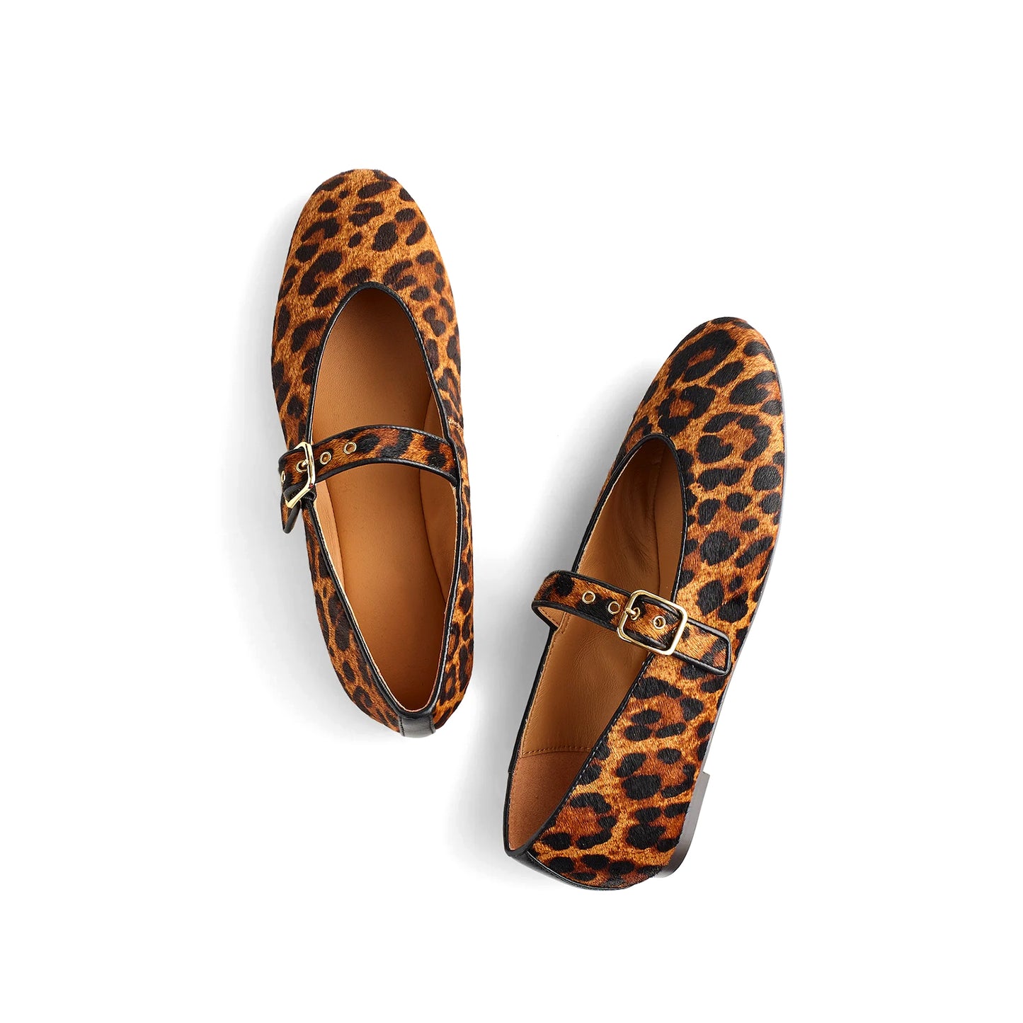 Leopard Print Round-Toe Mary Jane Classic Ballet Flats