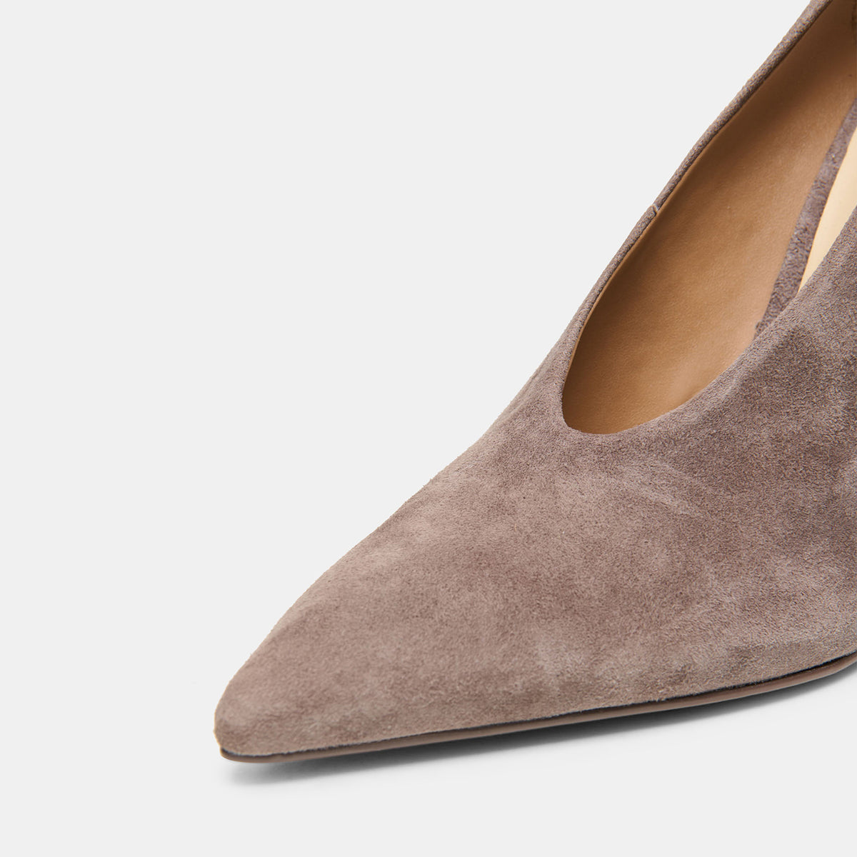 Dark Gray Faux Suede Pointed-Toe Slip-On Classic High Heels Pumps