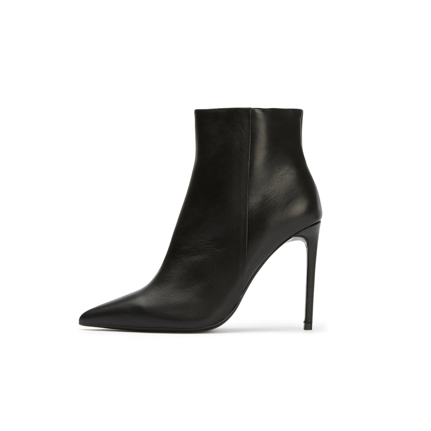 Black Pointed-Toe Full-Zip Sleek Ankle Stiletto Boots