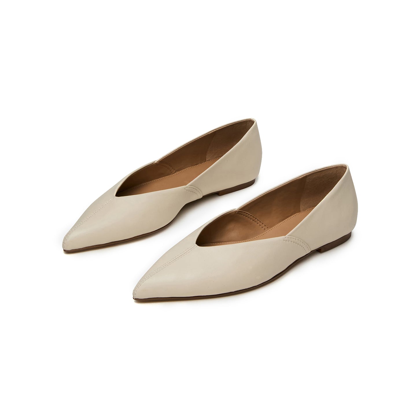Bone Pointed-Toe Slip-On Stylish Flats