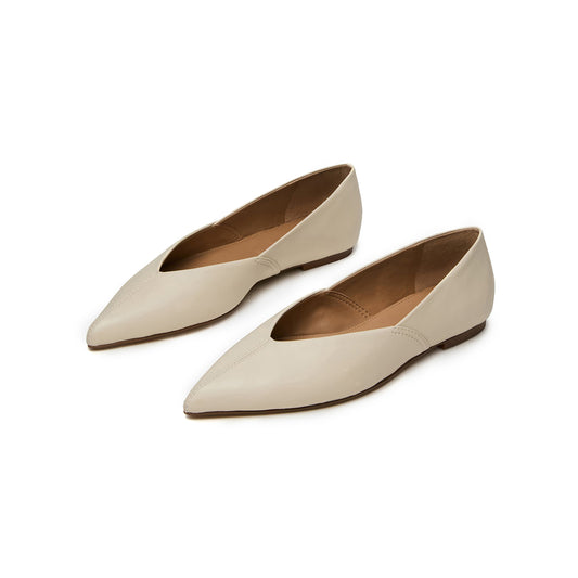 Bone Pointed-Toe Slip-On Stylish Flats