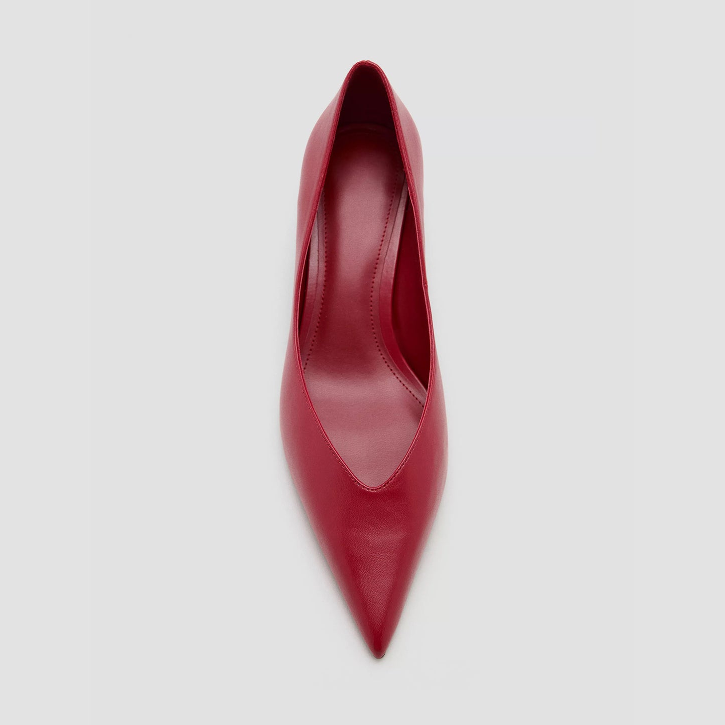 Red Pointed-Toe Slip-On Sleek Kitten Heels