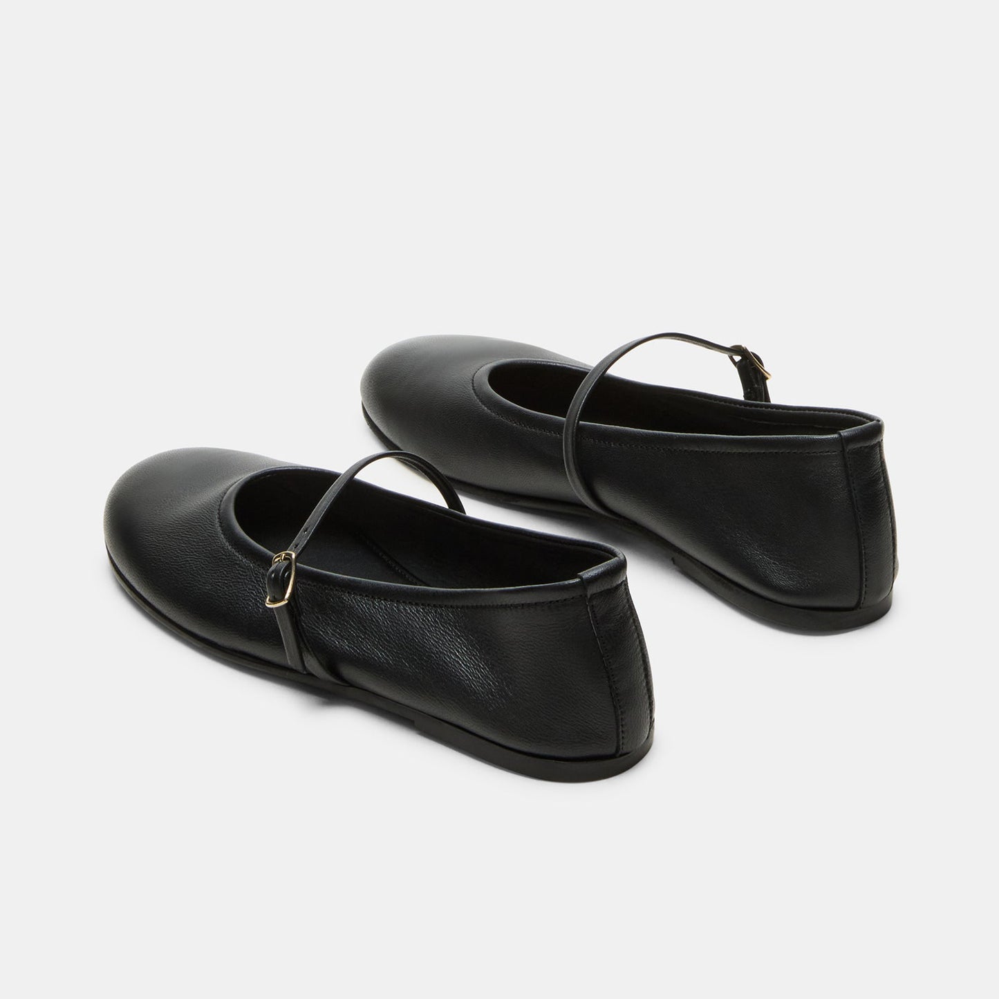 Black Round-Toe Buckle Mary Jane Classic Ballet Flats