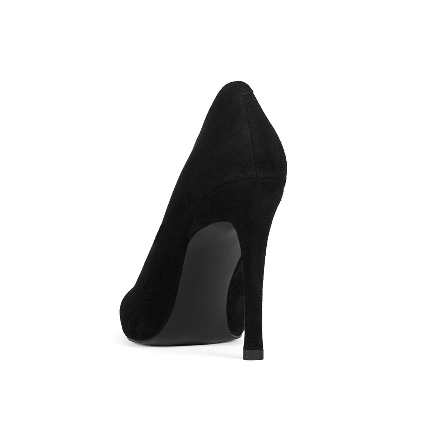 Black Faux Suede Pointed-Toe Sleek Slip-On Pumps High Heels