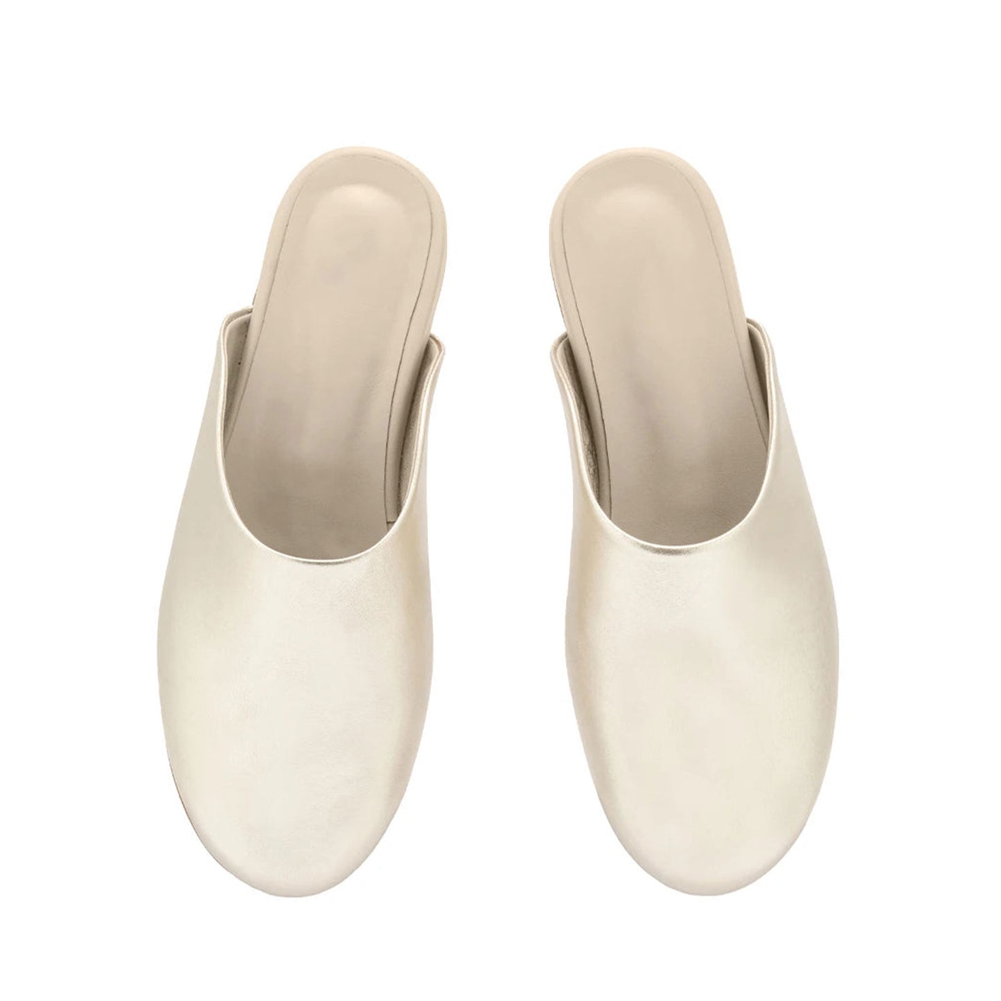 Metallic Platinum Round-Toe Slipper Backless Flats