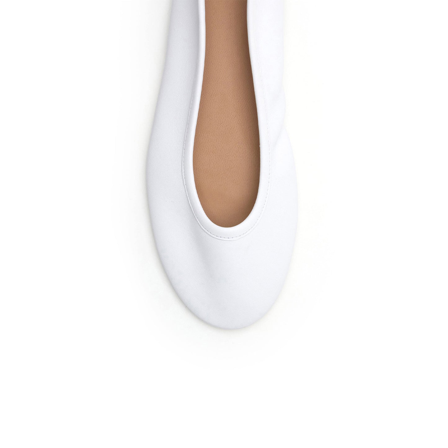White Round-Toe Back Bow Classic Ballet Flats