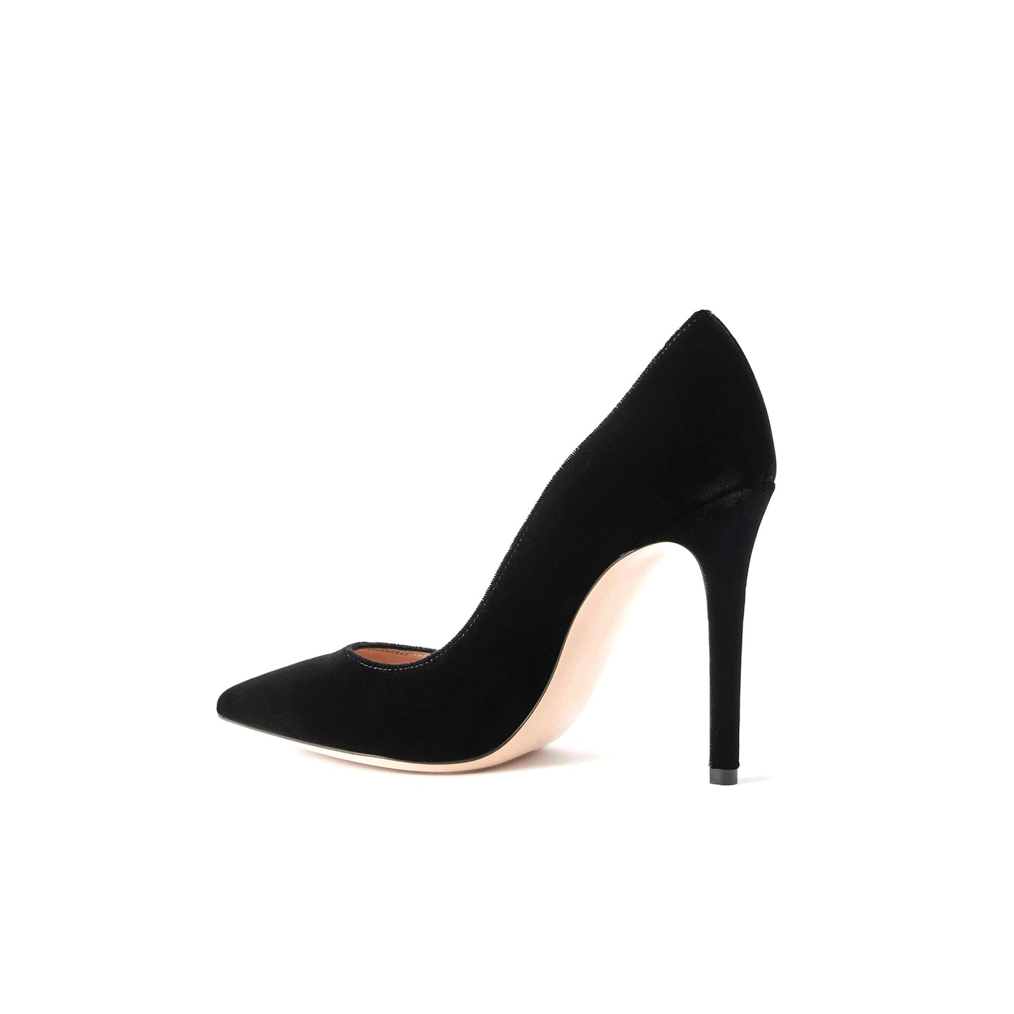 Black Velvet Pointed-Toe Slip-On Classic High Heels