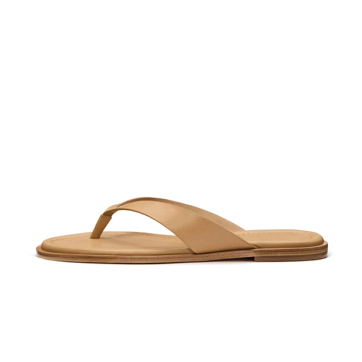 Light Yellow Round-Toe Flip-Flop Slip-On Sandals Flats