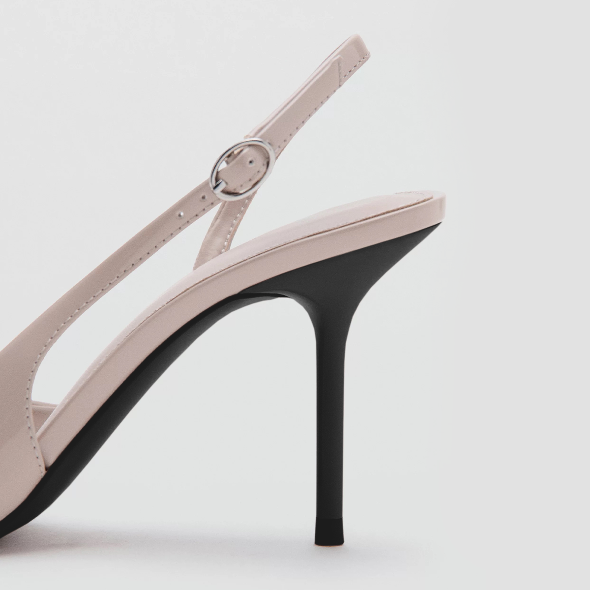 Patent Mint Pointed-Toe Front Bow Slingback With Buckle High Heels