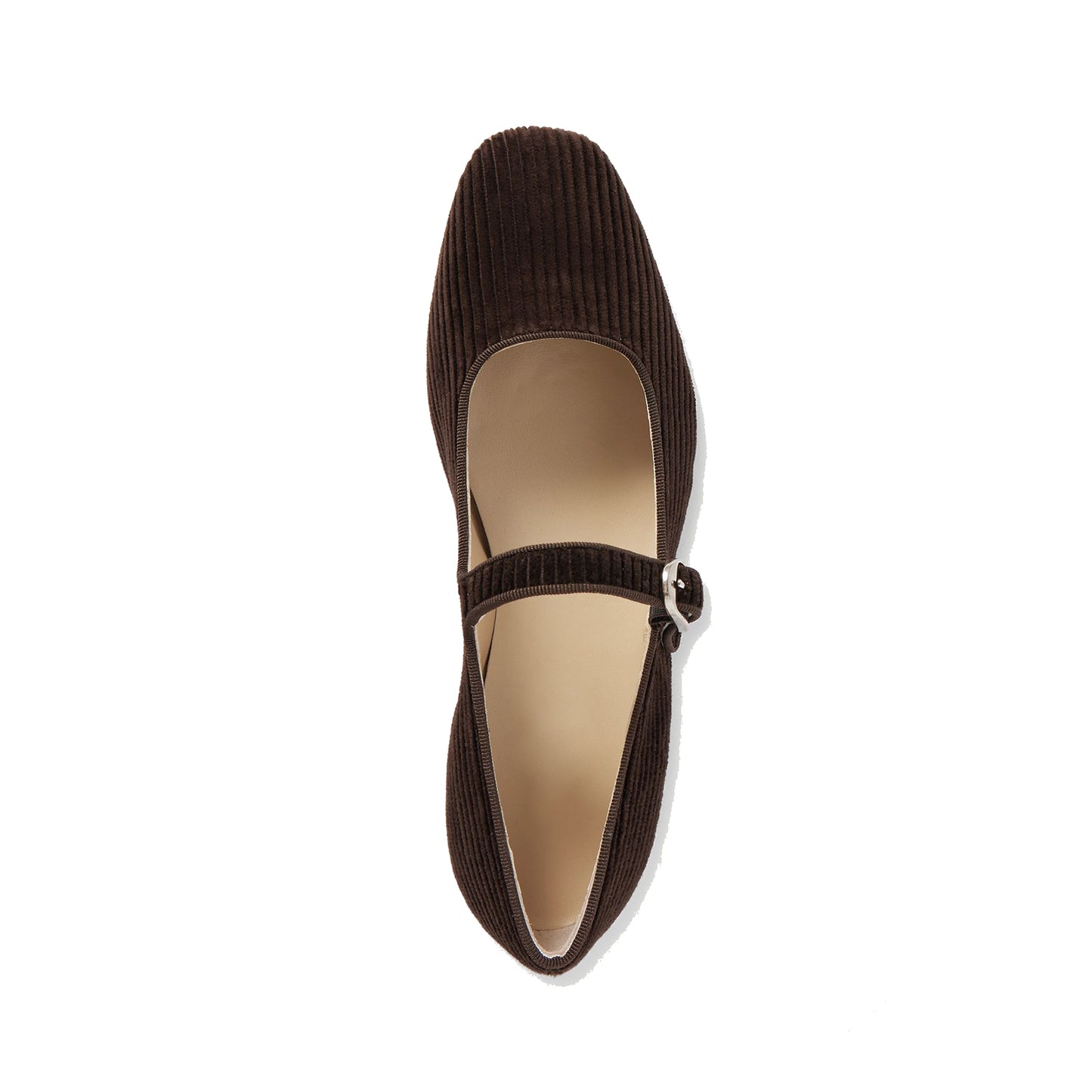 Black Threaded Fabric Square-Toe Mary Jane Slip-On Ballet Flats