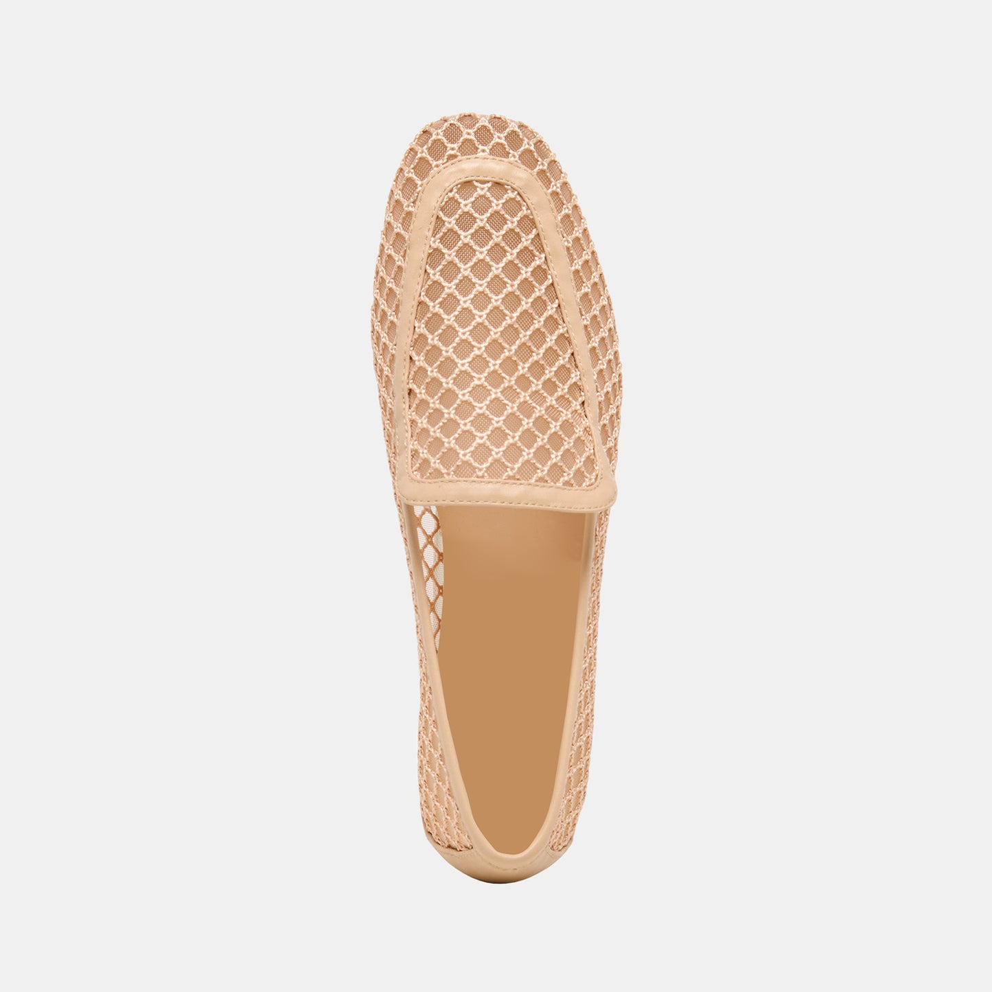 Beige Mesh Square-Toe Simple Classic Slip-On Ballet Flats