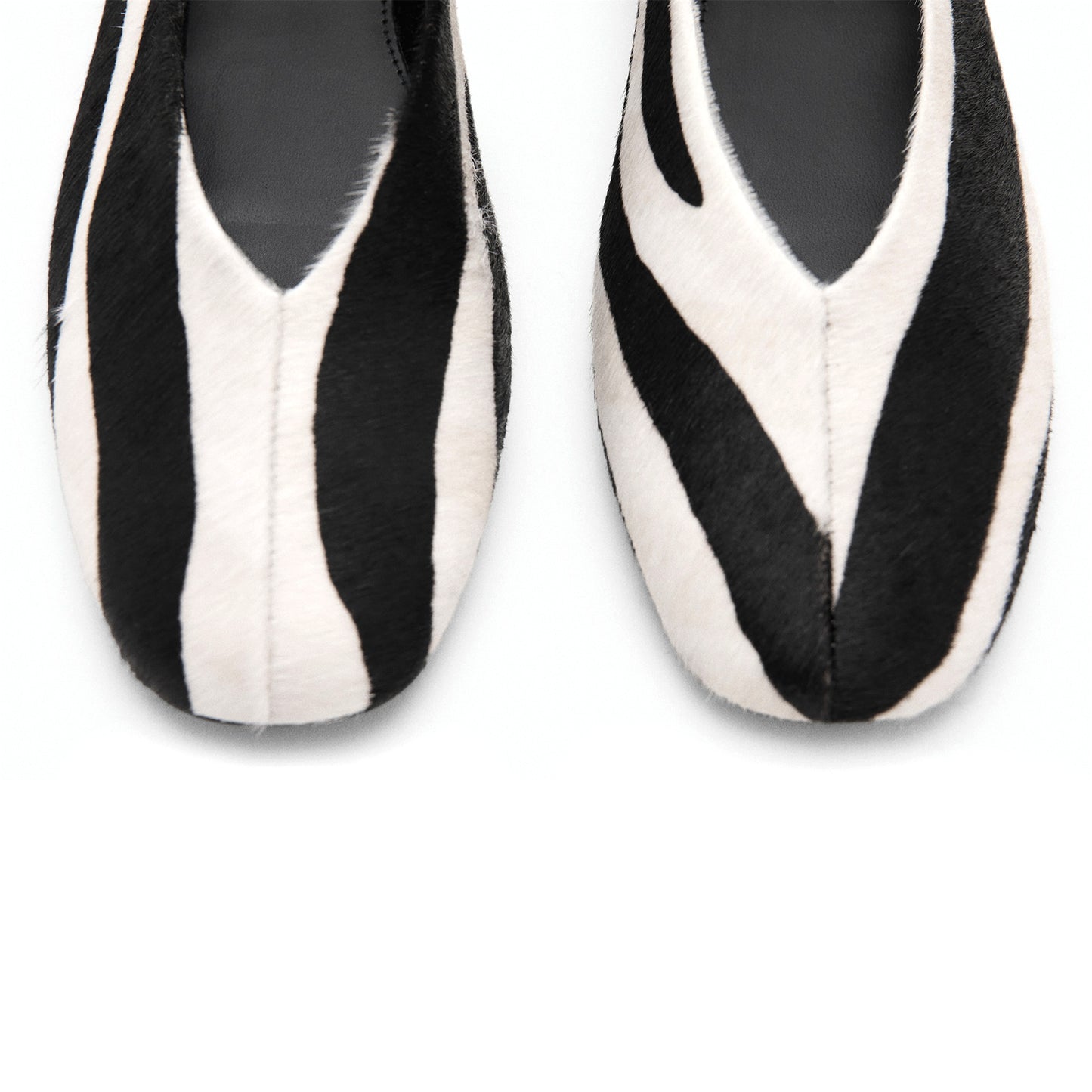Cow Print Pony Hair Vegan Leather Square-Toe Ankle Strap Flats