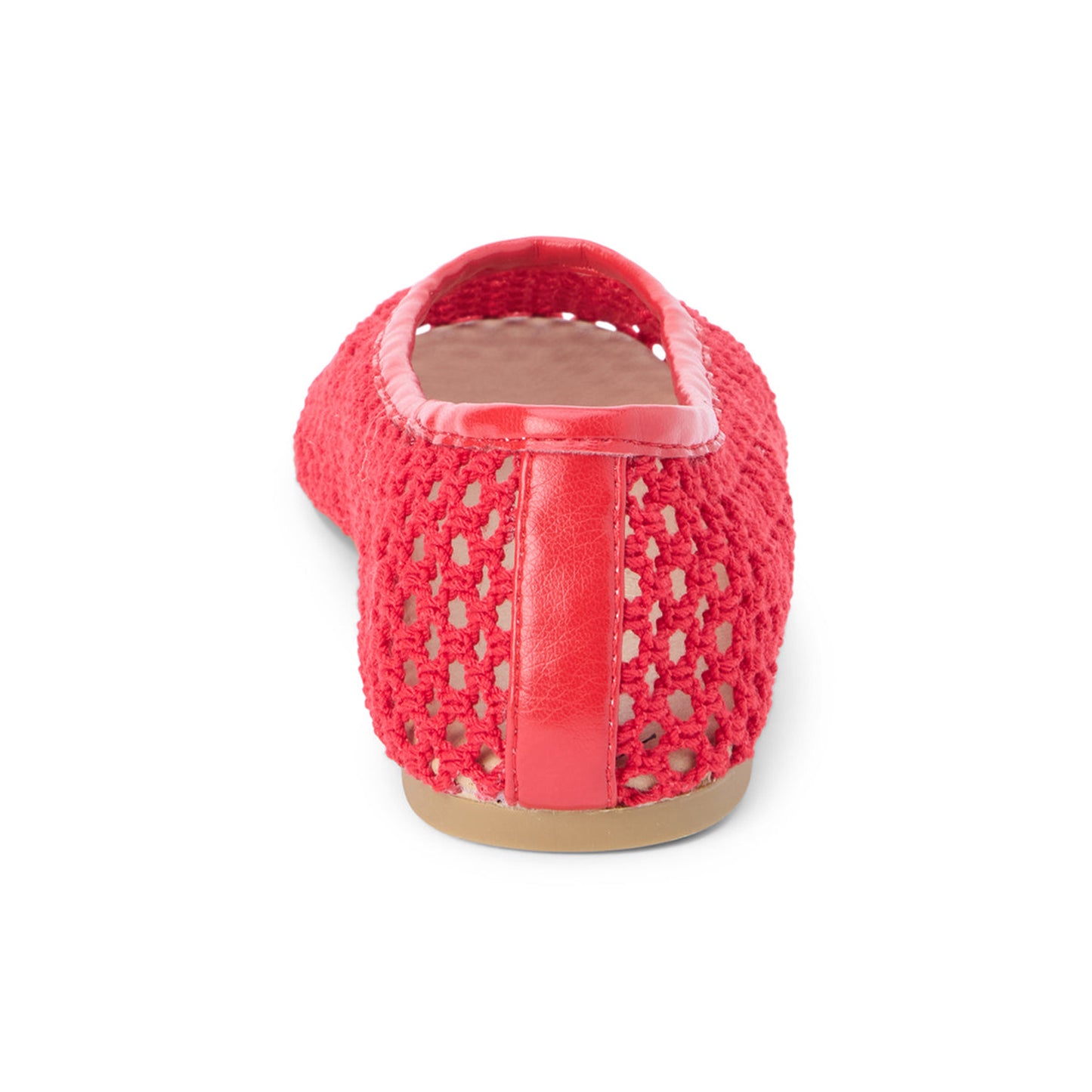 Red Woven Vegan Leather Round-Toe Slip-On Stylish Flats