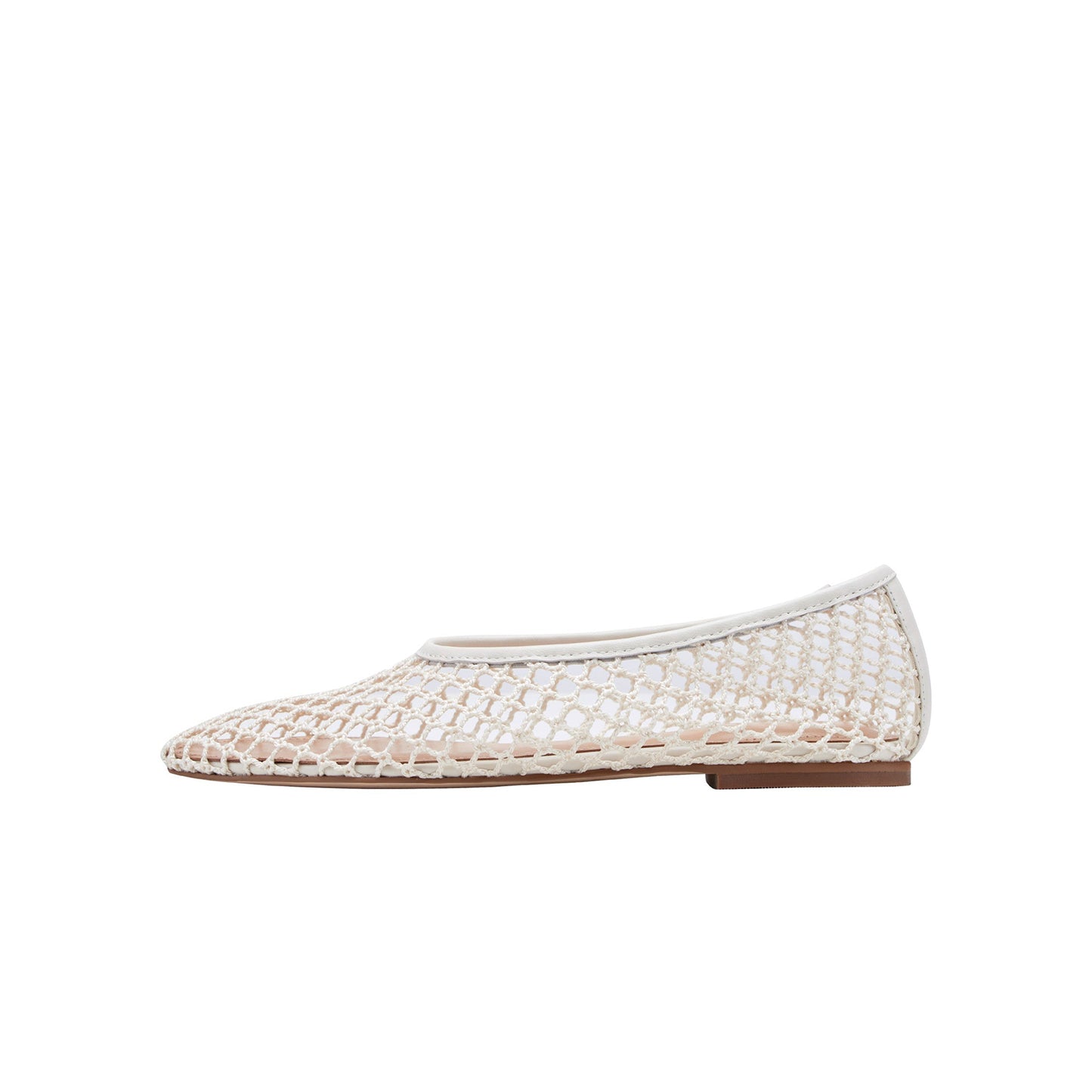 Ivory Mesh Round-Toe Classic Slip-On Stylish Ballet Flats