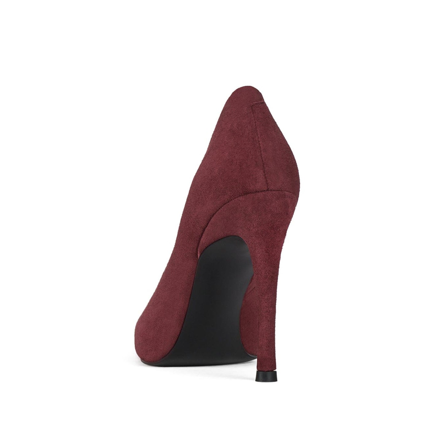 Wine Red Faux Suede Pointed-Toe Sleek Slip-On Pumps High Heels