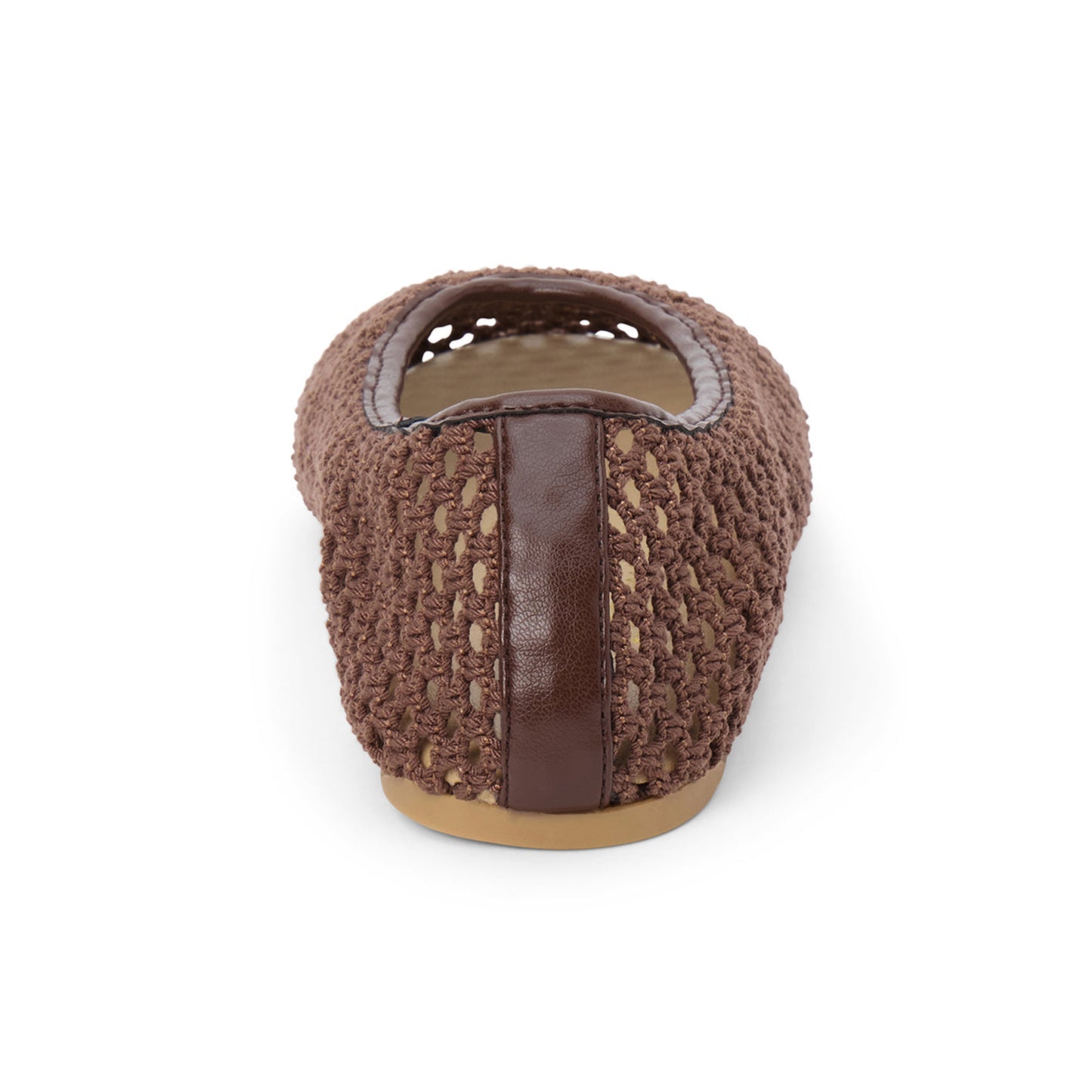 Chocolate Woven Vegan Leather Round-Toe Slip-On Stylish Flats