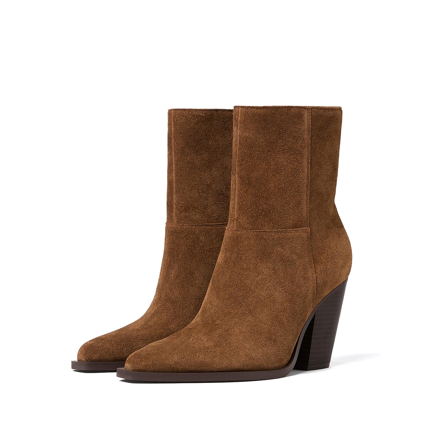 Brown Faux Suede Almond-Toe Chic Simple Ankle Cowgirl Boots