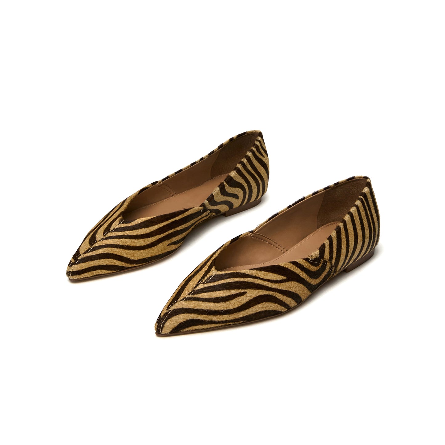 Zebra Print Pointed-Toe Slip-On Stylish Flats