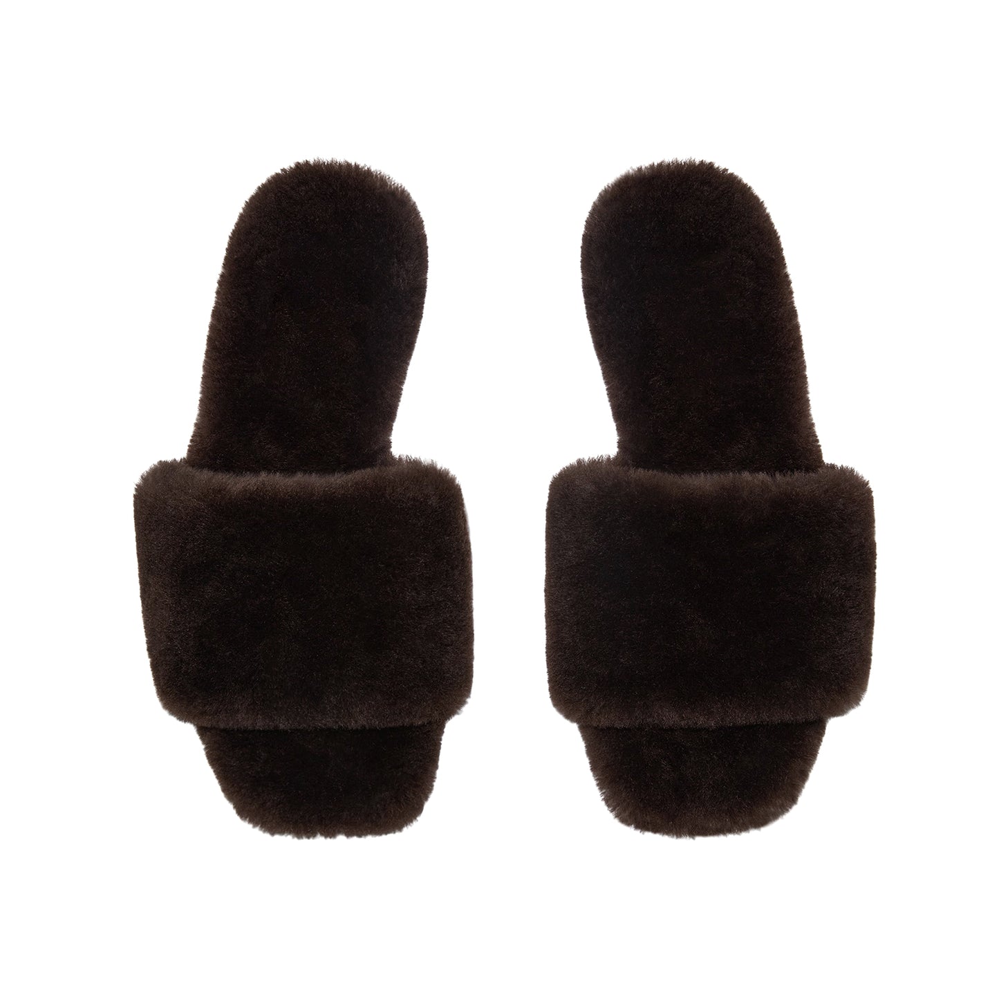 Chocolate Plush Square-Toe Slip-On Slippers Flats