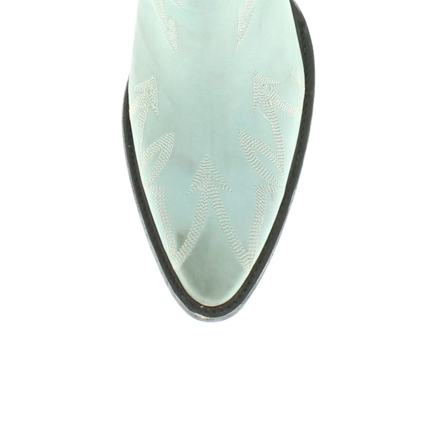 Distressed Mint Blue Almond-Toe Chic Embroidery Ankle Cowgirl Boots