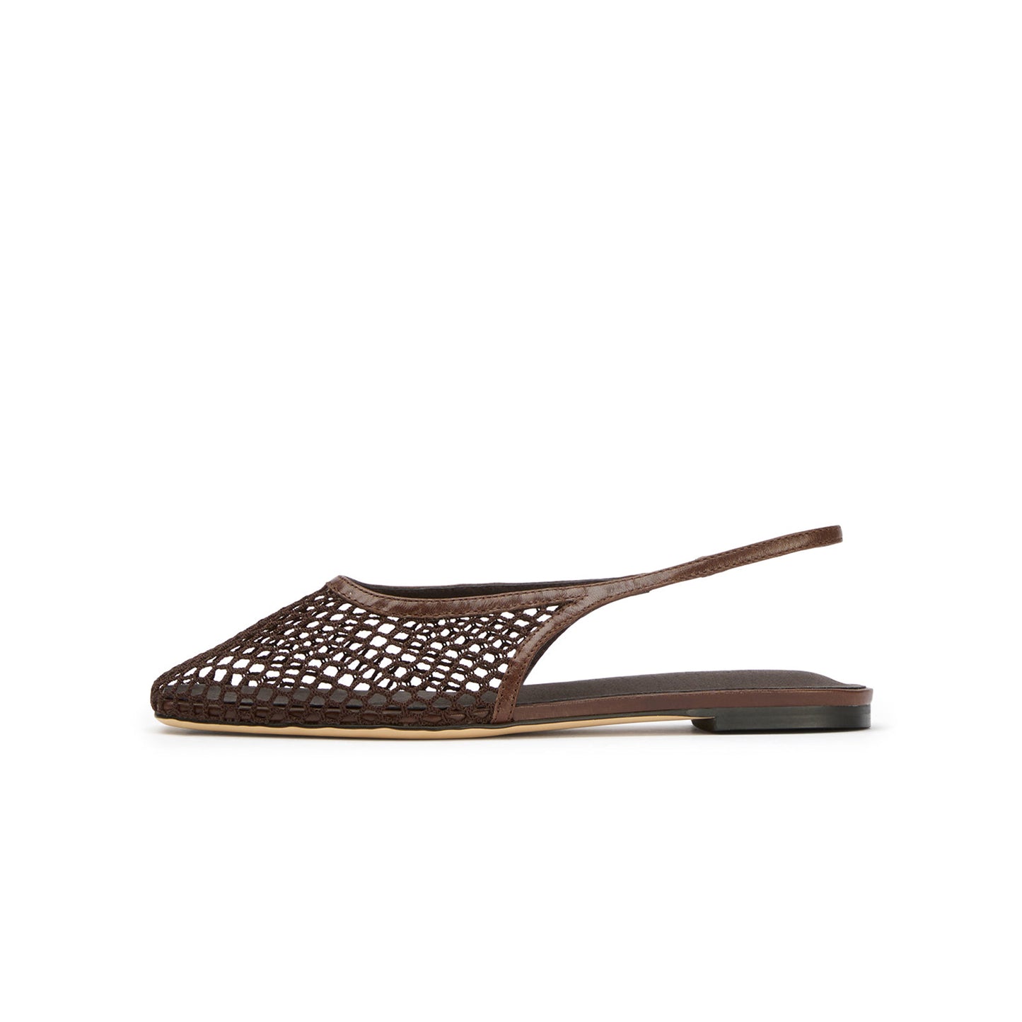 Chocolate Mesh Square-Toe Sleek Slip-On Slingback Flats