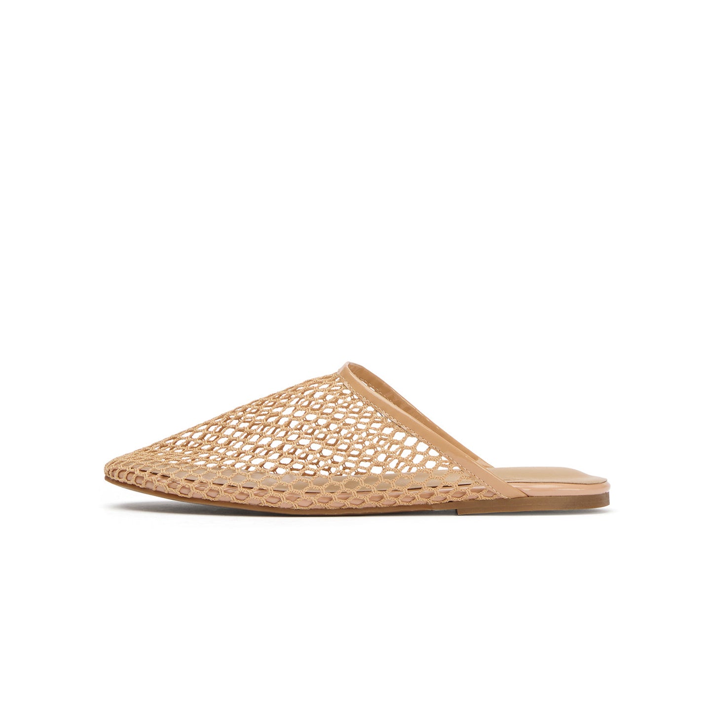 Nude Mesh Round-Toe Sleek Slip-On Backless Flats