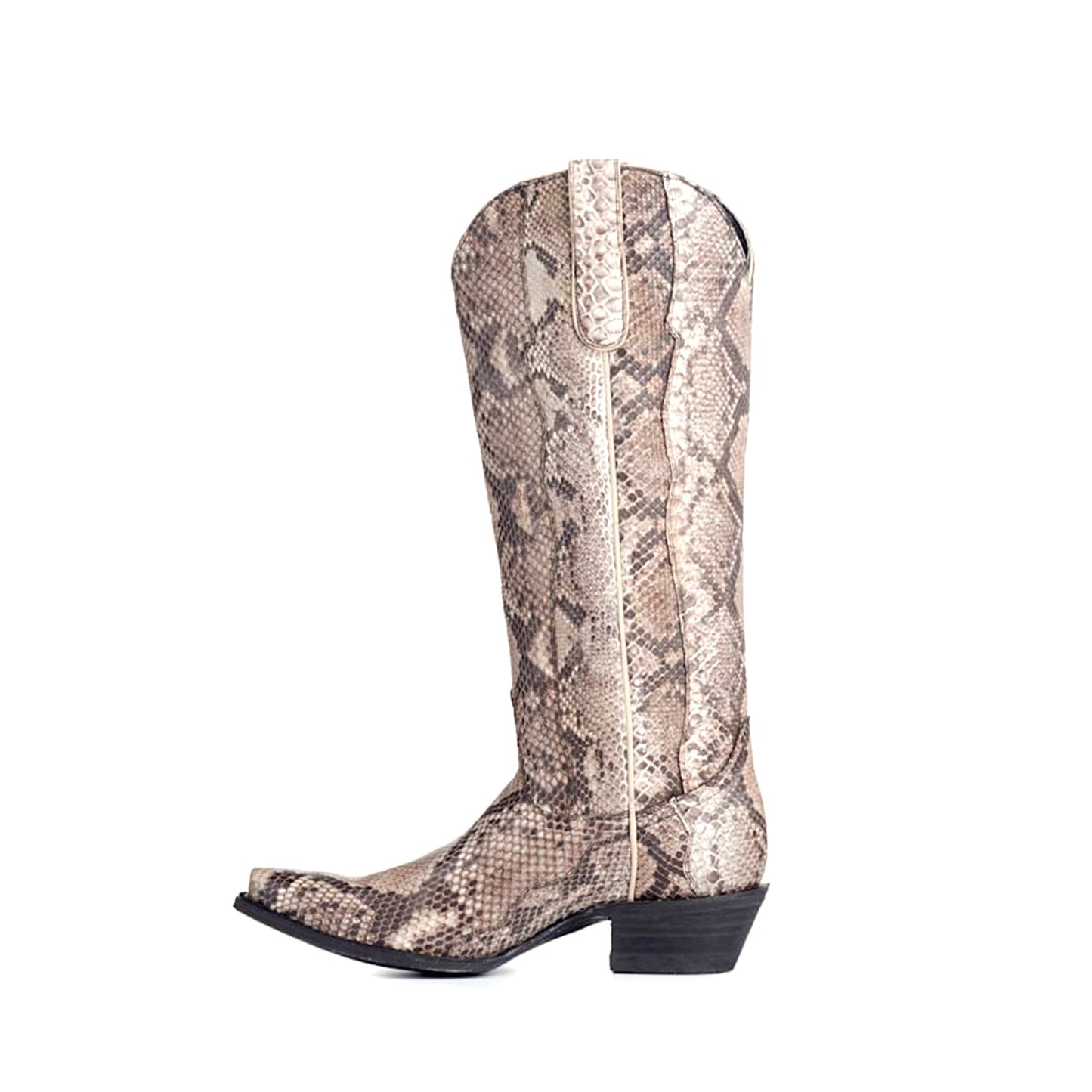 Snakeskin Print Snip-Toe Classic Wide Calf Knee High Cowgirl Boots