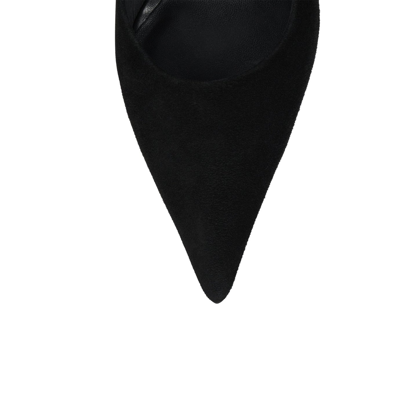 Black Contrast Double Textures Pointed-Toe Backless High Heels