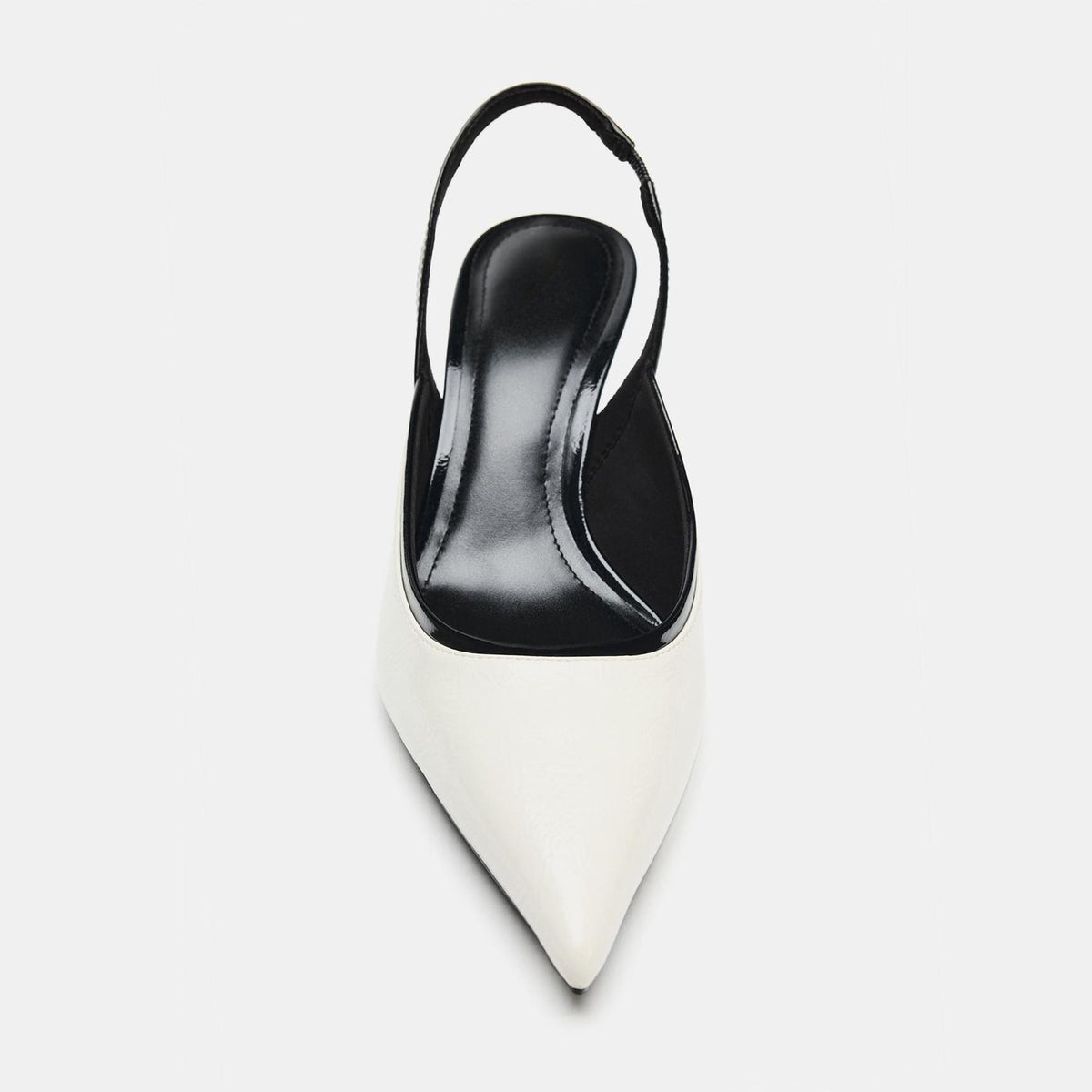 Ivory Pointed-Toe Chic Black Back Strap Kitten Heels