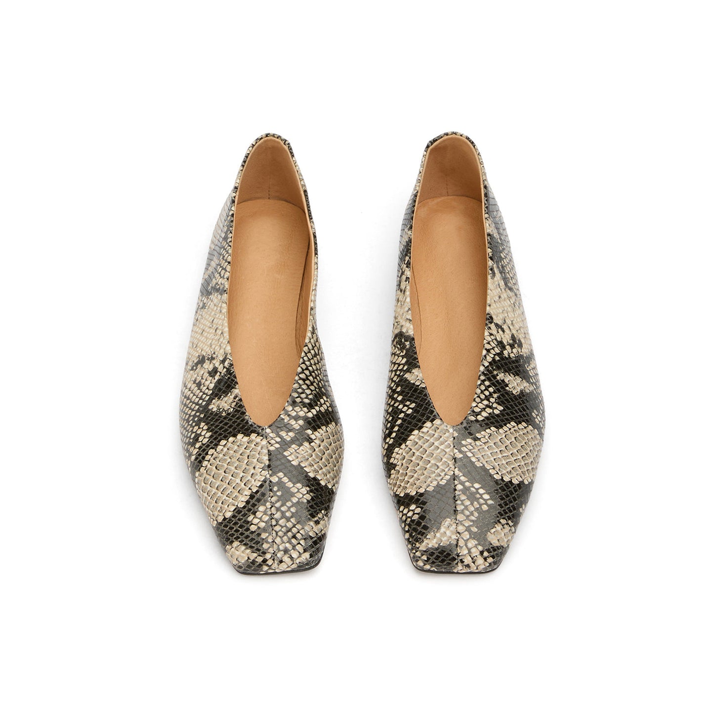 Snakeskin Chic Square-Toe Slip-On Flats