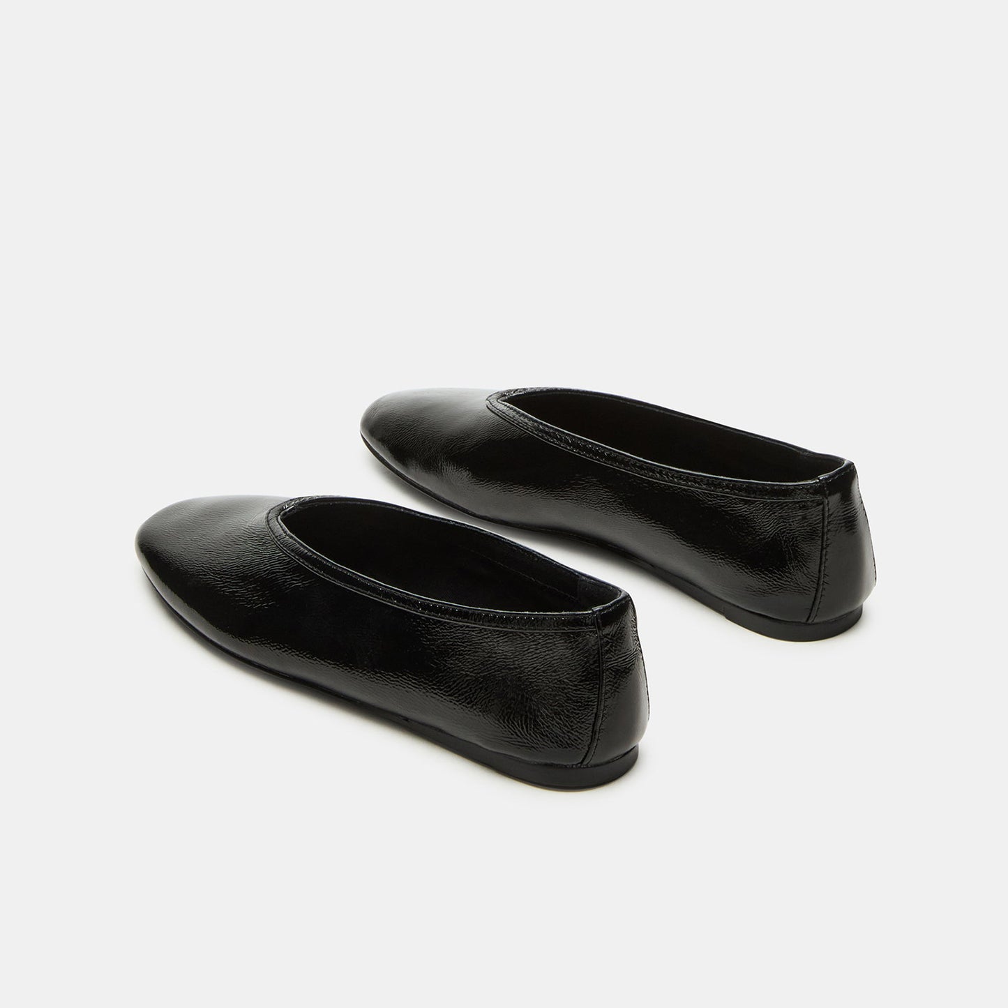 Patent Black Elegant Square-Toe Rhinestone Slip-On Flats