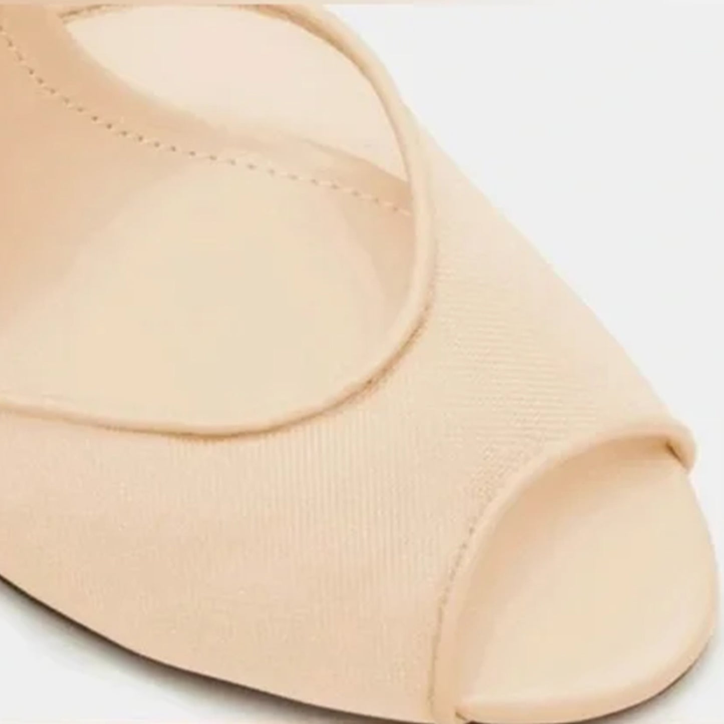 Cream Mesh Round-Toe Classic Slip-On High Heels