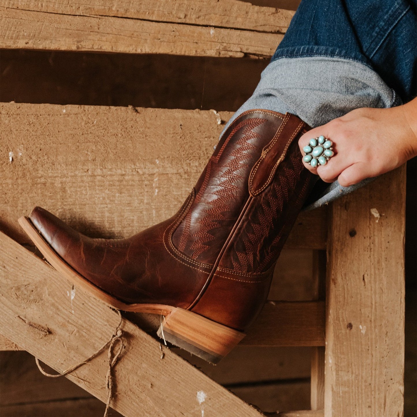Chestnut Snip-Toe Classic Simple Ankle Cowgirl Boots