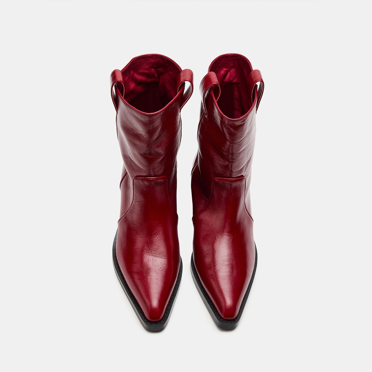 Red Snip-Toe Chic Slip-On Ankle Cowgirl Boots