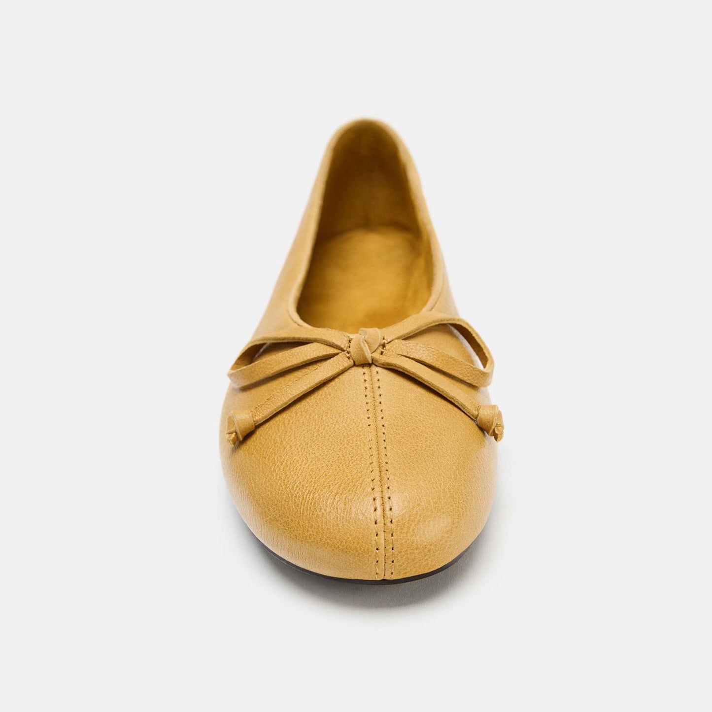 Orange Square-Toe Front Bow Simple Slip-On Ballet Flats
