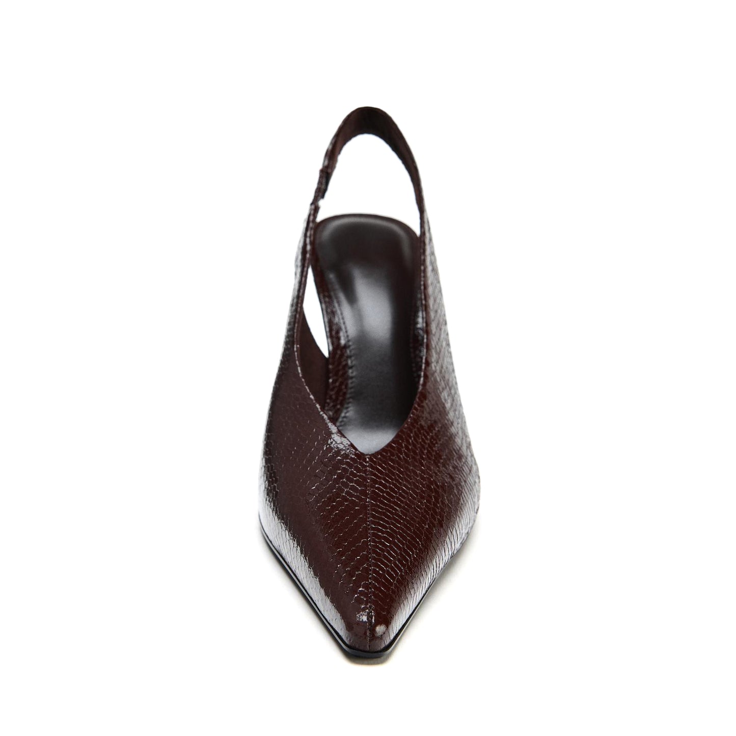 Burgundy Snakeskin Print Pointed-Toe Simple Slingback Chic High Heels