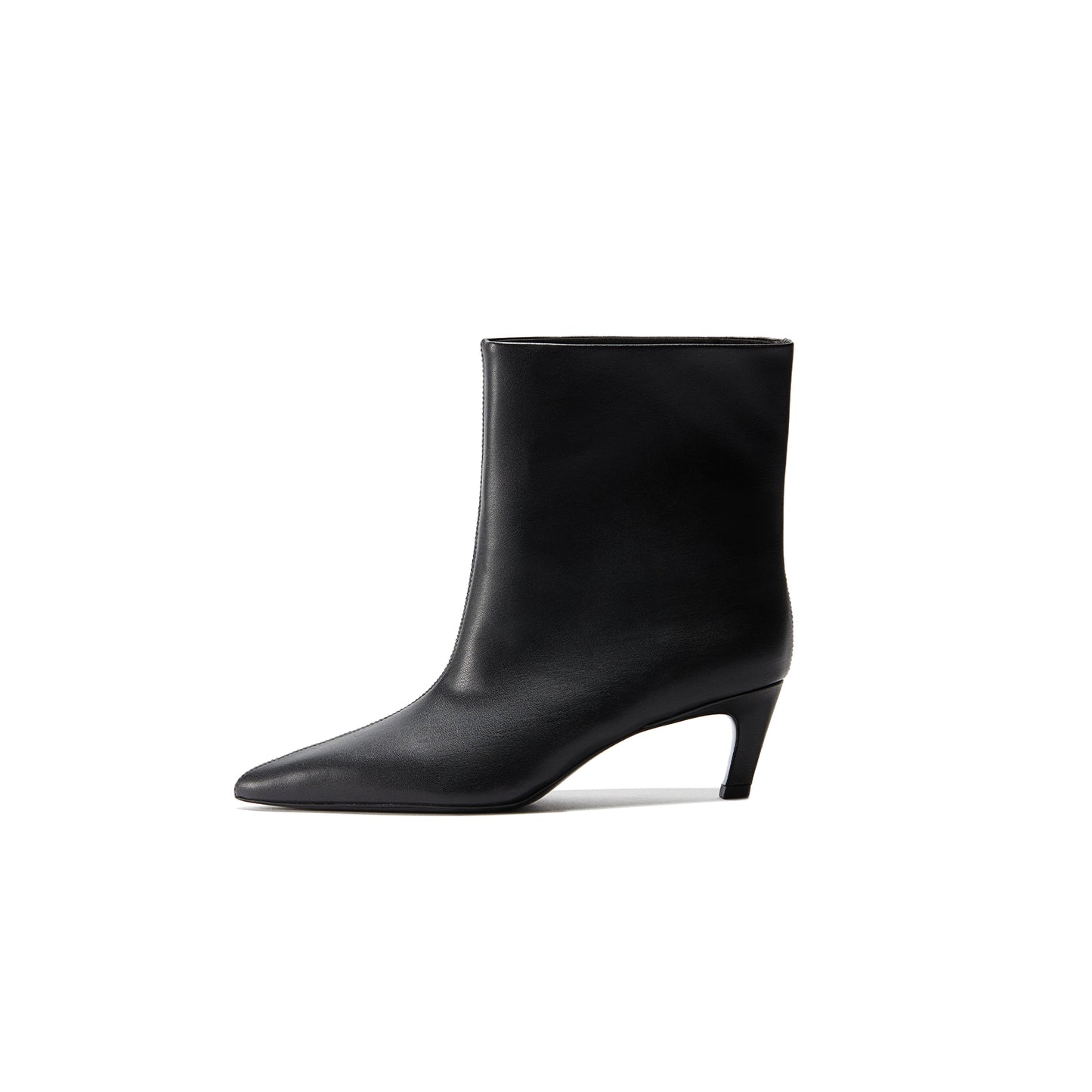 Black Vegan Leather Pointed-Toe Ankle Stiletto Boots