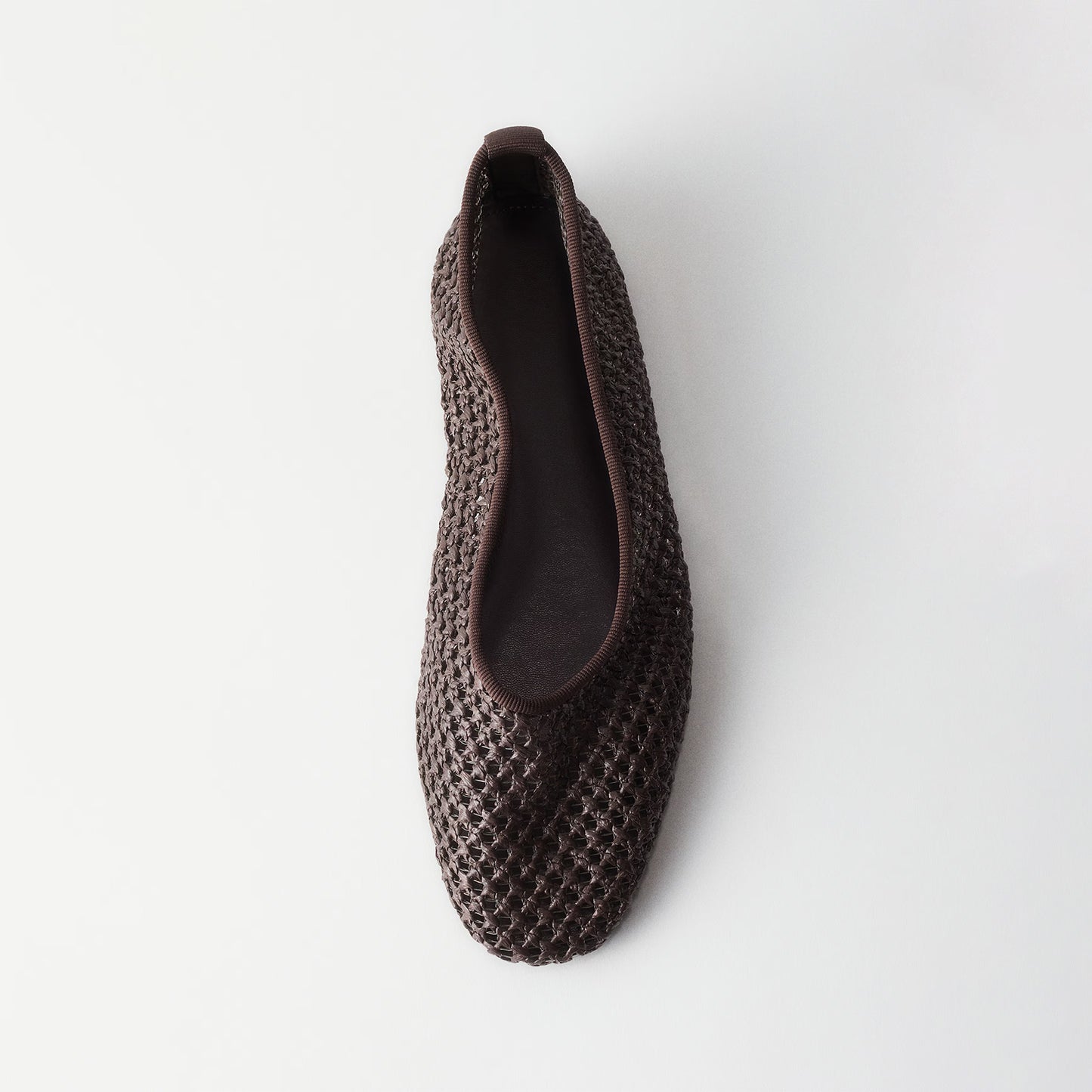 Coffee Woven Square-Toe Simple Slip-On Ballet Classic Flats