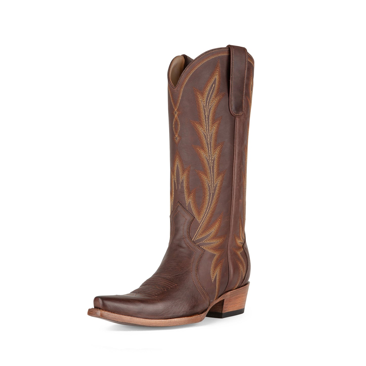 Mahogany Snip-Toe Western Embroidery Classic Mid Calf Cowgirl Boots