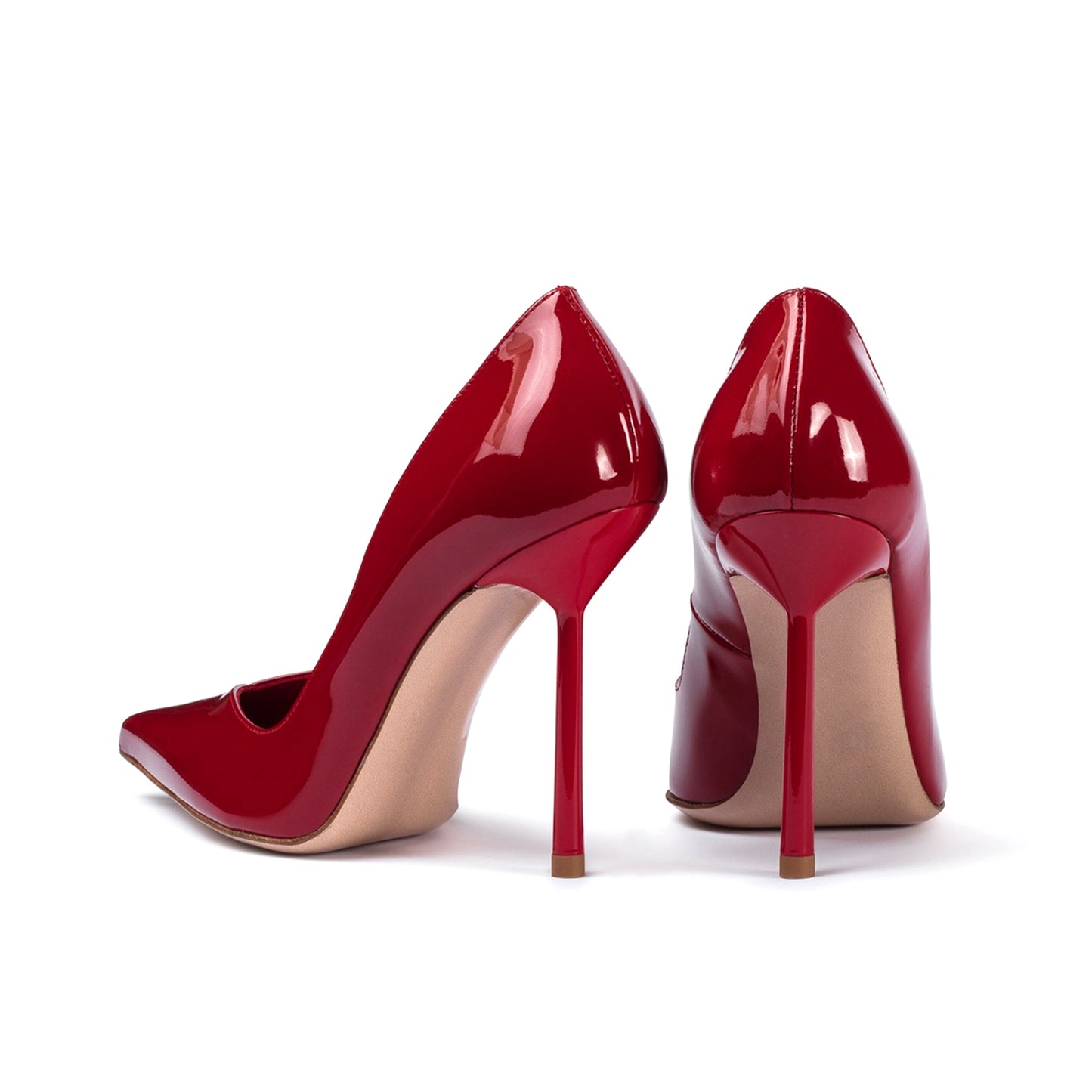 Patent Red Pointed-Toe Sleek Slip-On High Heels