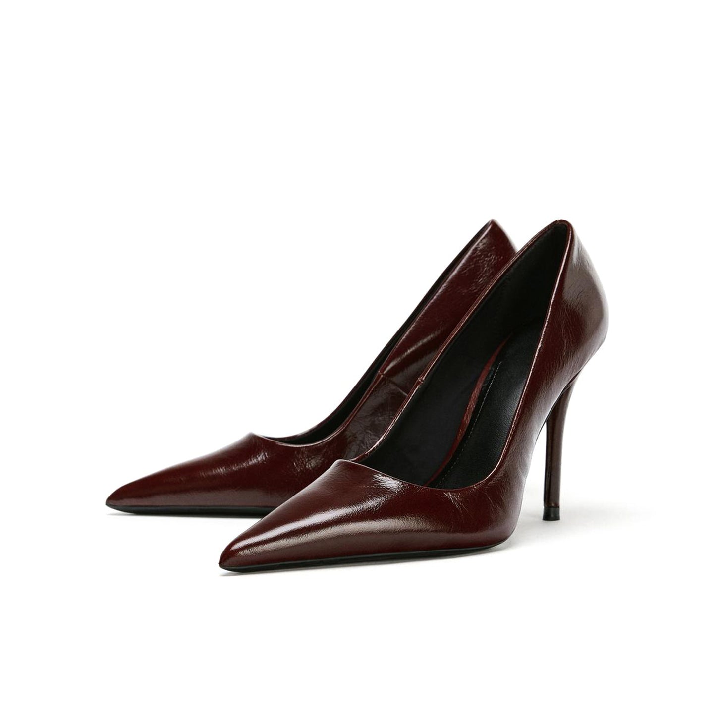 Brown Pointed-Toe Slip-On Classic High Heels Pumps