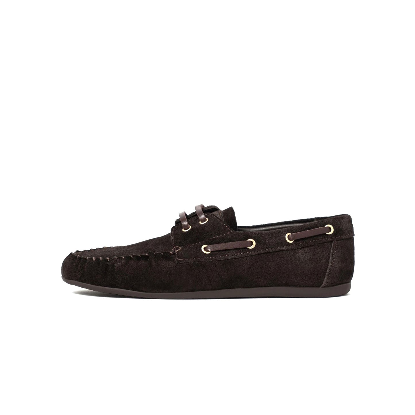 Coffee Cow Suede Round-Toe Laces Classic Loafers Flats