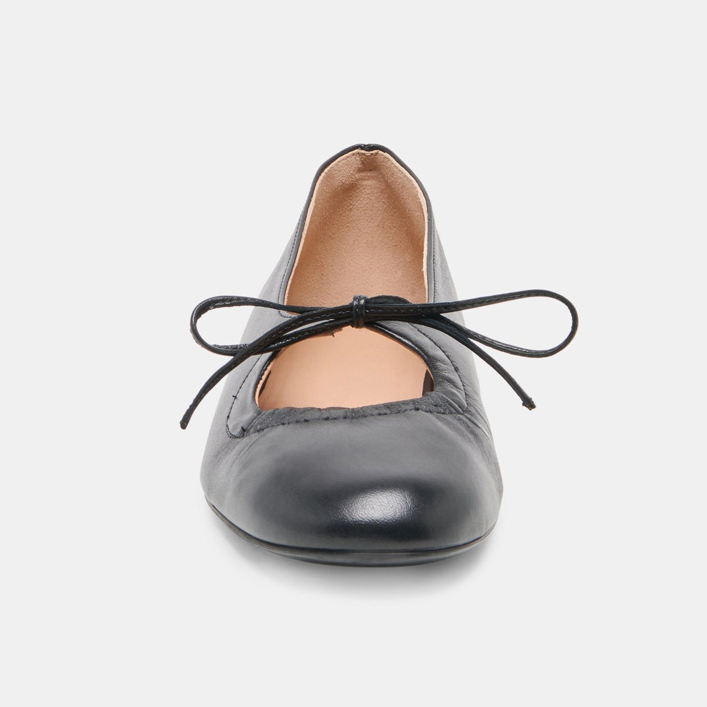 Black Round-Toe Middle Strap Slip-On Ballet Flats